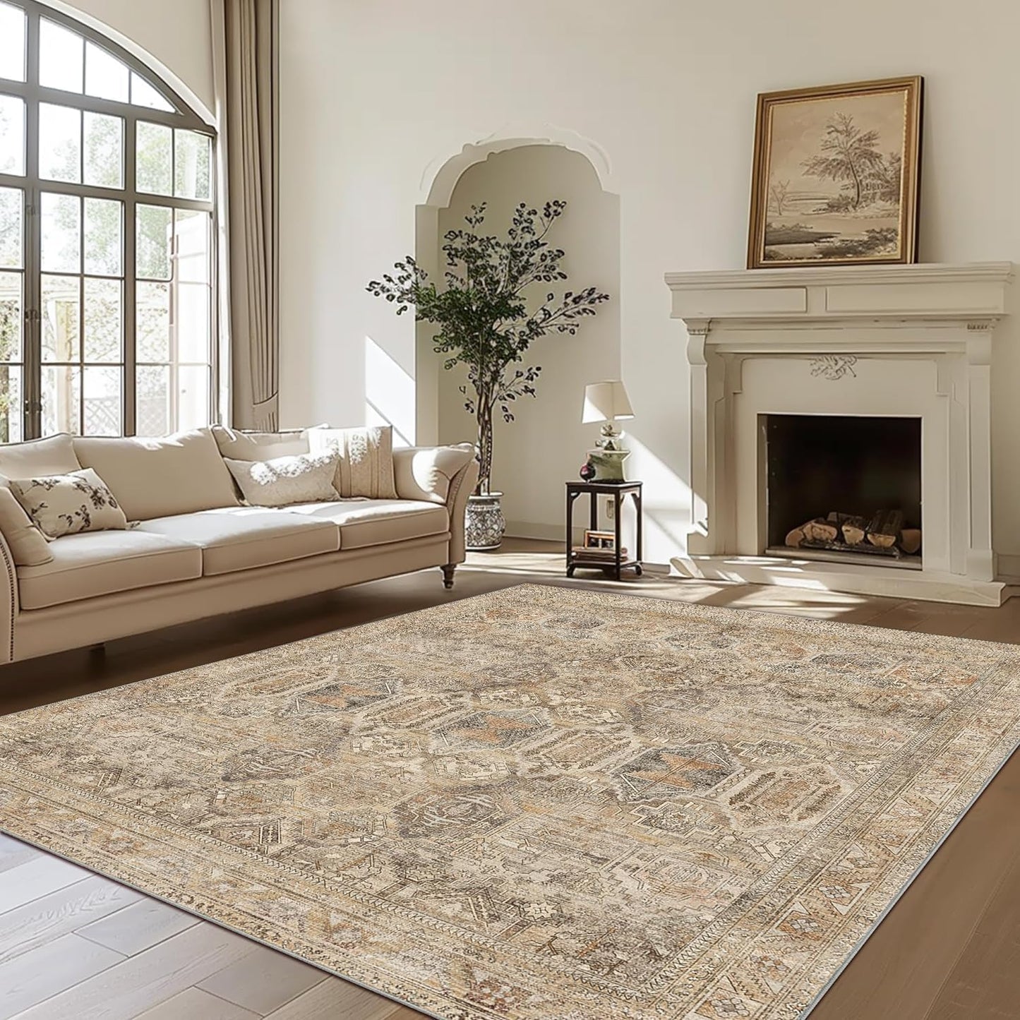 GENIMO Vintage Classic Print Multi Color Washable Area Rug