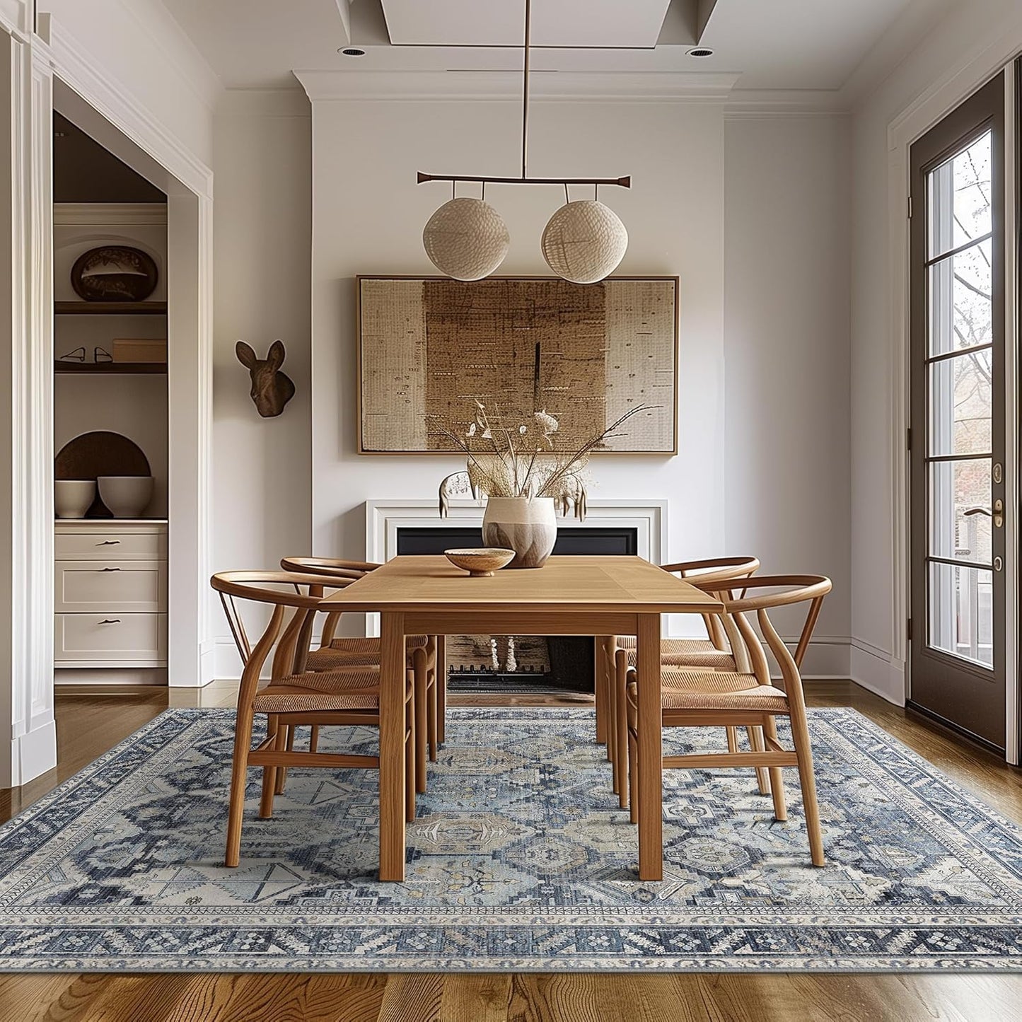 GENIMO Vintage Classic Print Cool Color Washable Area Rug
