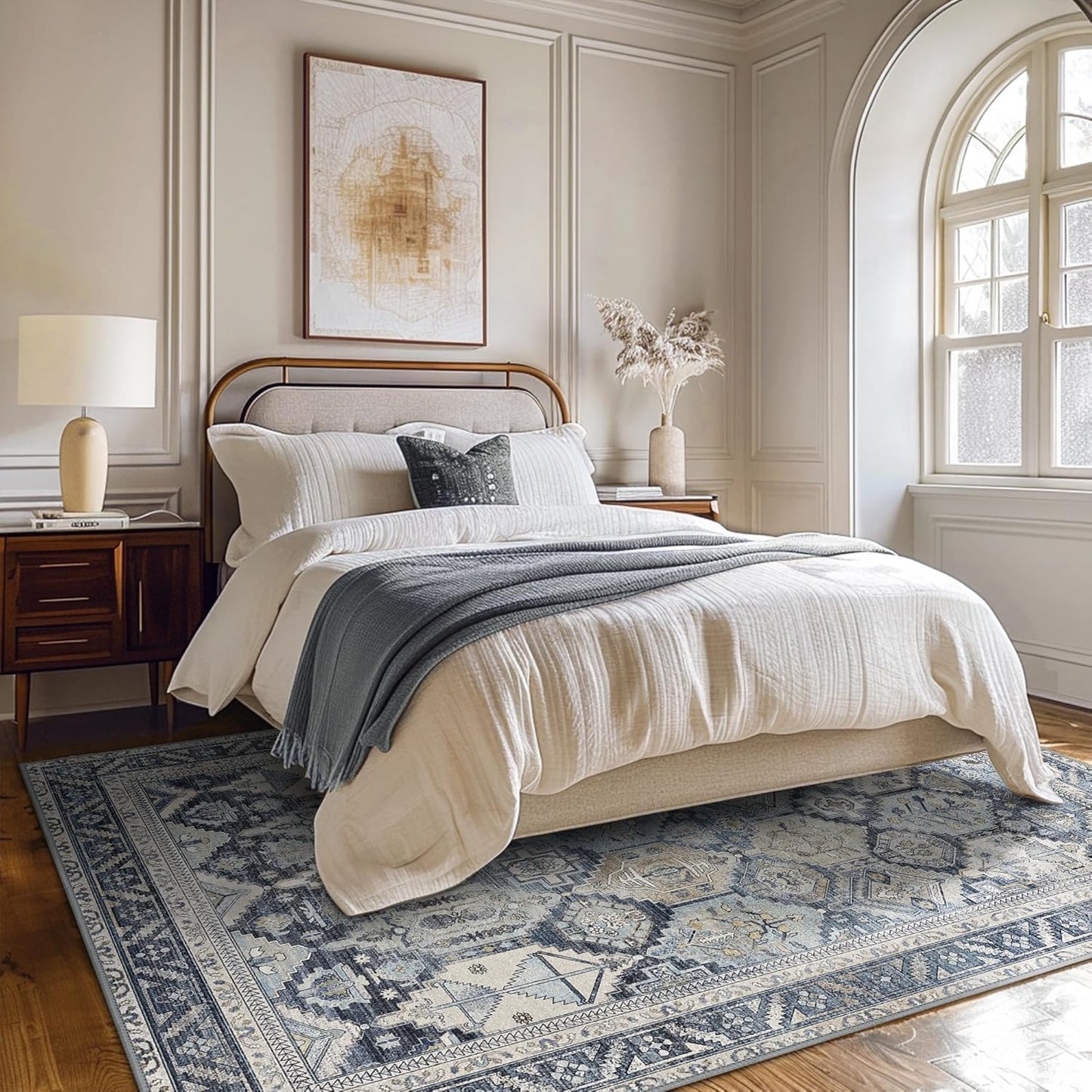 GENIMO Vintage Classic Print Cool Color Washable Area Rug