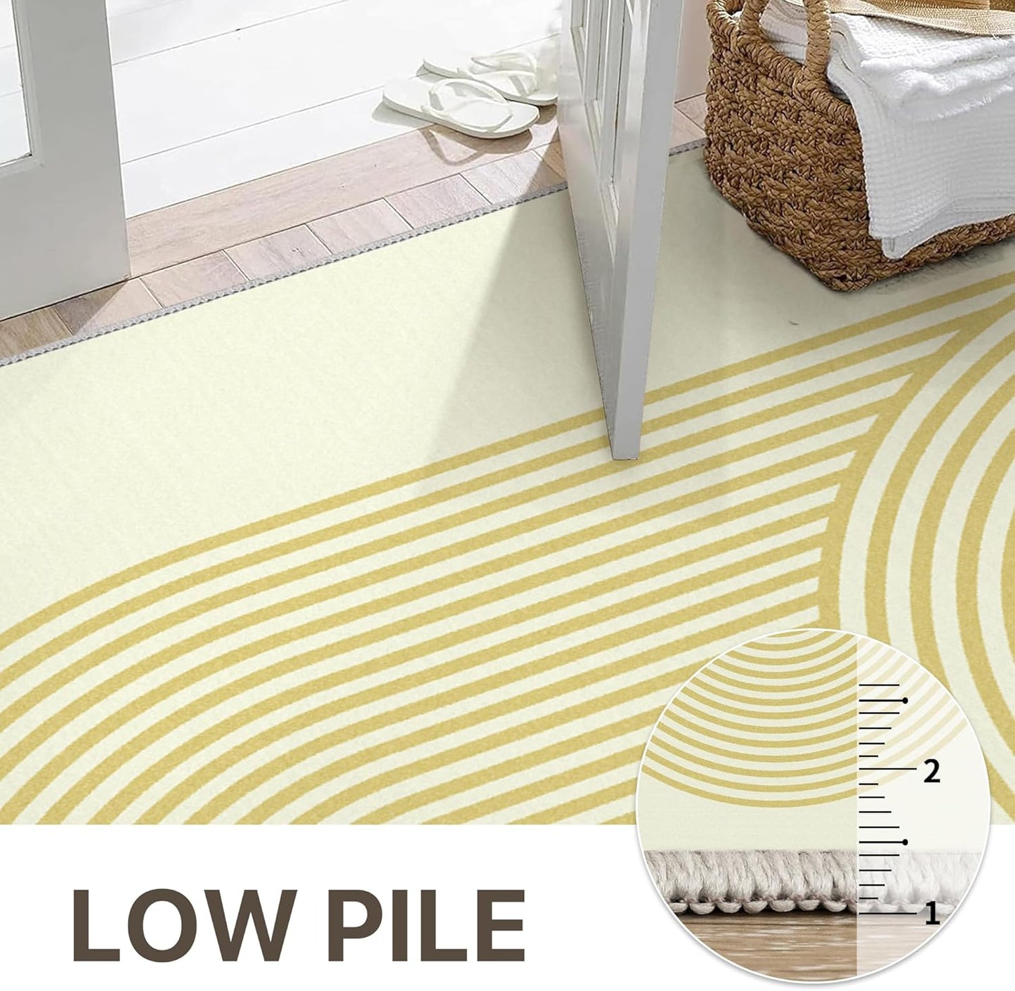 GENIMO Modern Minimalist Oval Line Printed Non-Slip Area Rug