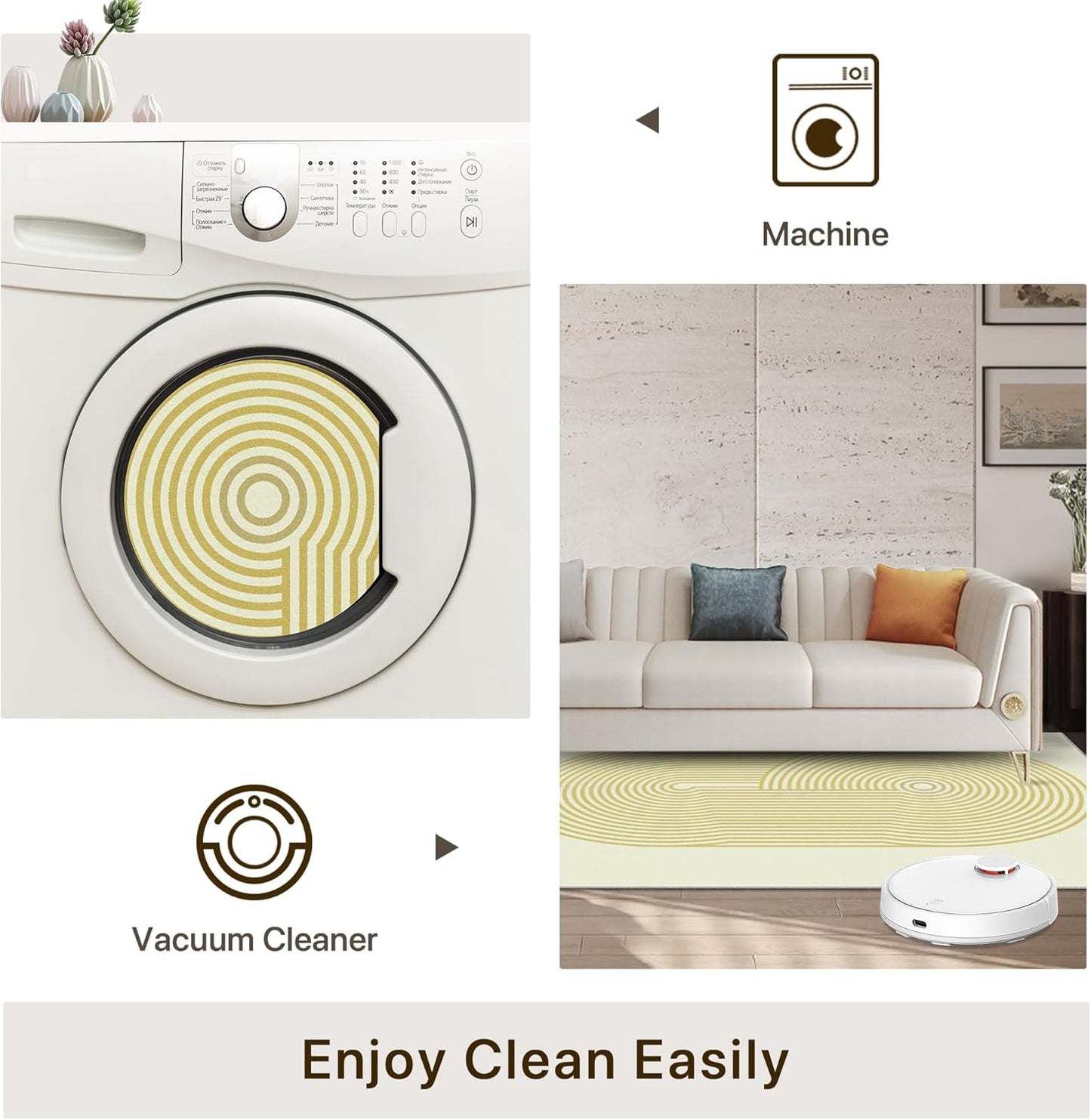 GENIMO Modern Minimalist Oval Line Printed Non-Slip Area Rug