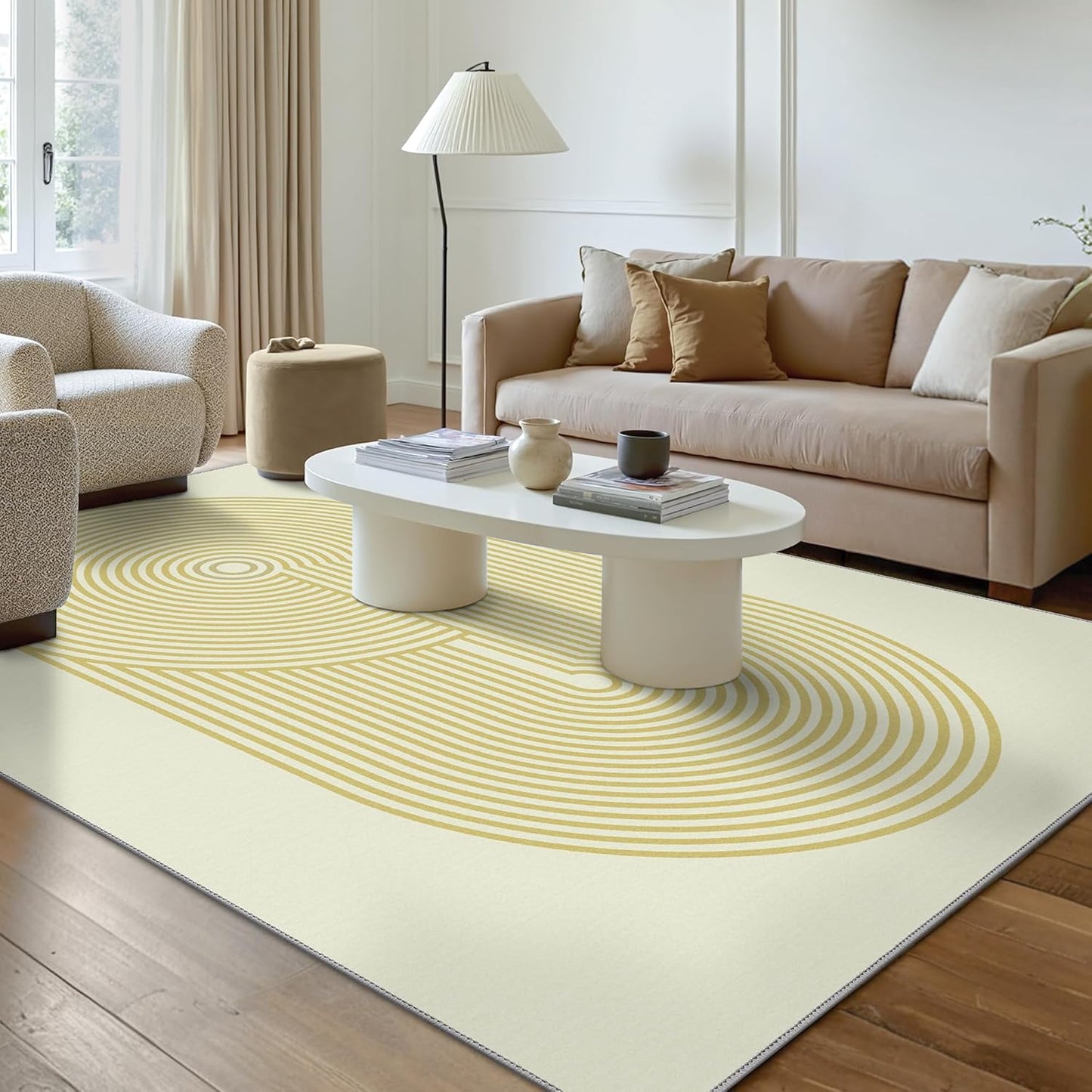 GENIMO Modern Minimalist Oval Line Printed Non-Slip Area Rug
