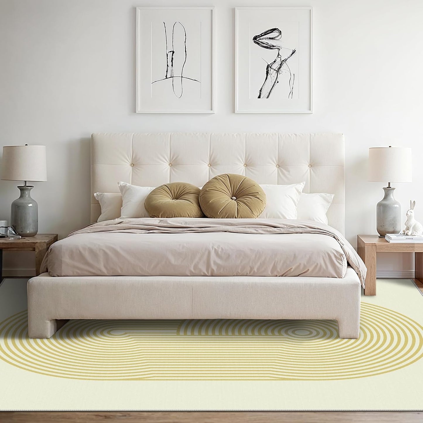 GENIMO Modern Minimalist Oval Line Printed Non-Slip Area Rug