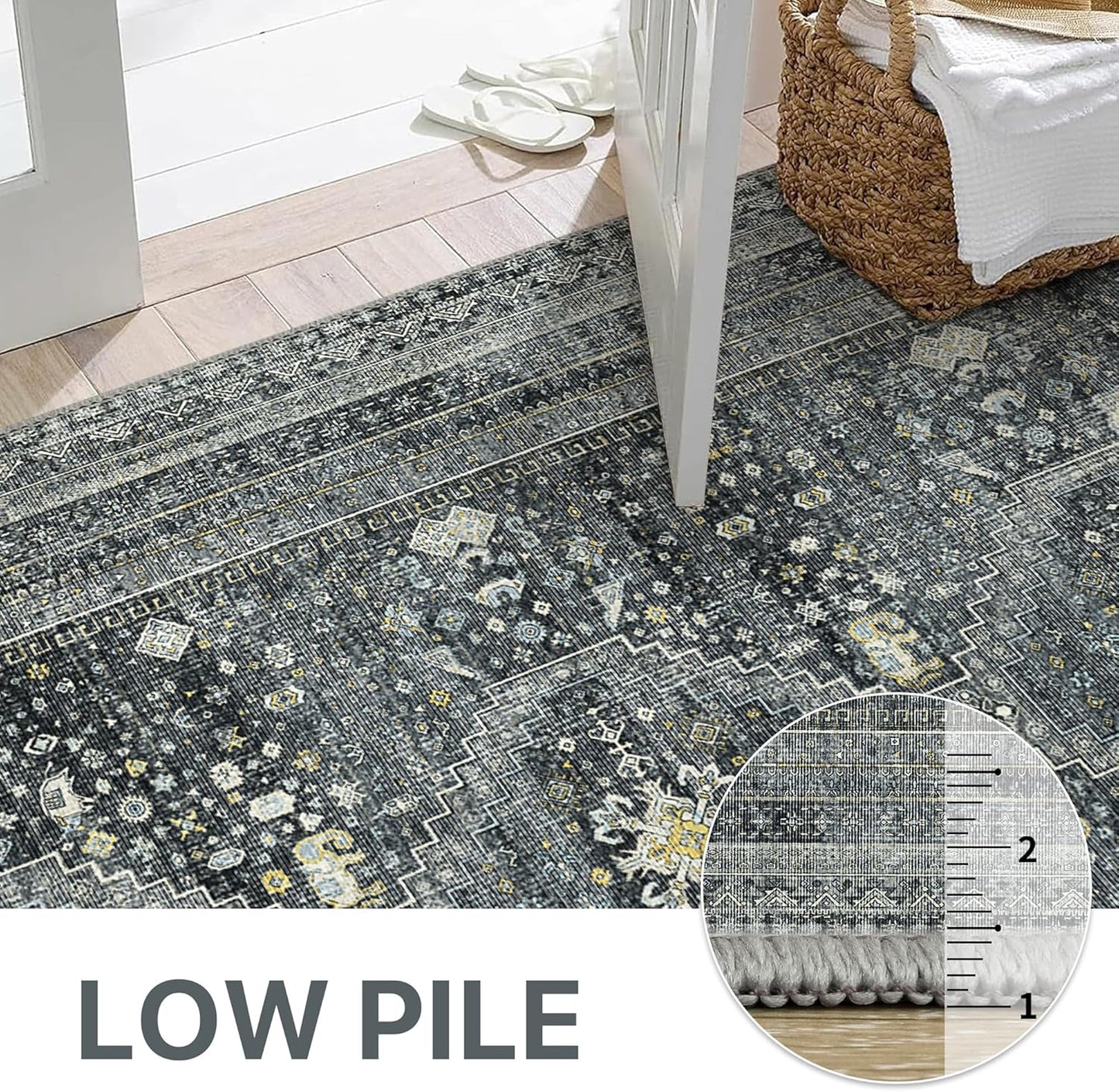 GENIMO Machine Washable Runner Rug Non Slip Carpet with Gripper