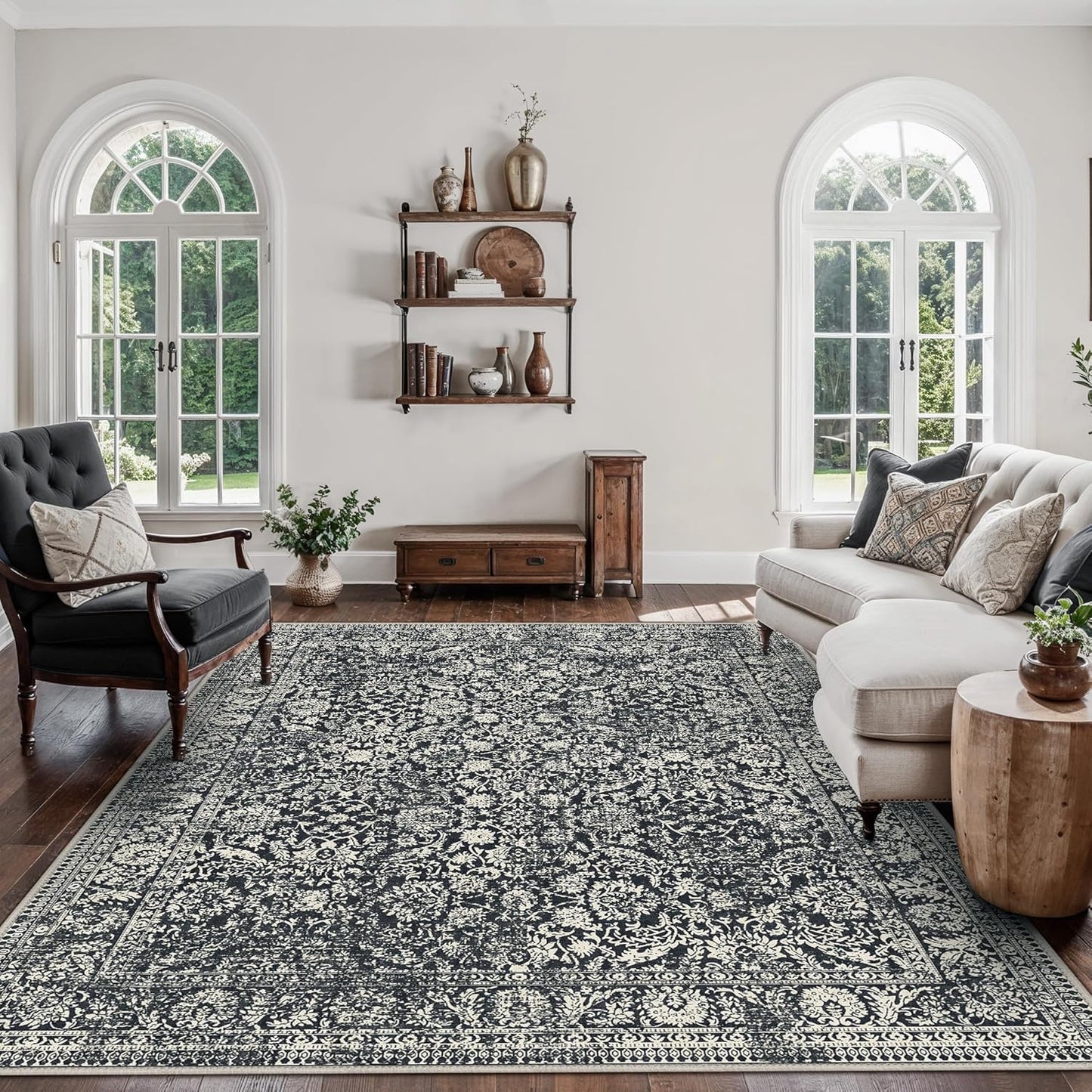 GENIMO Flourishing Floral Print Machine Washable Area Rug