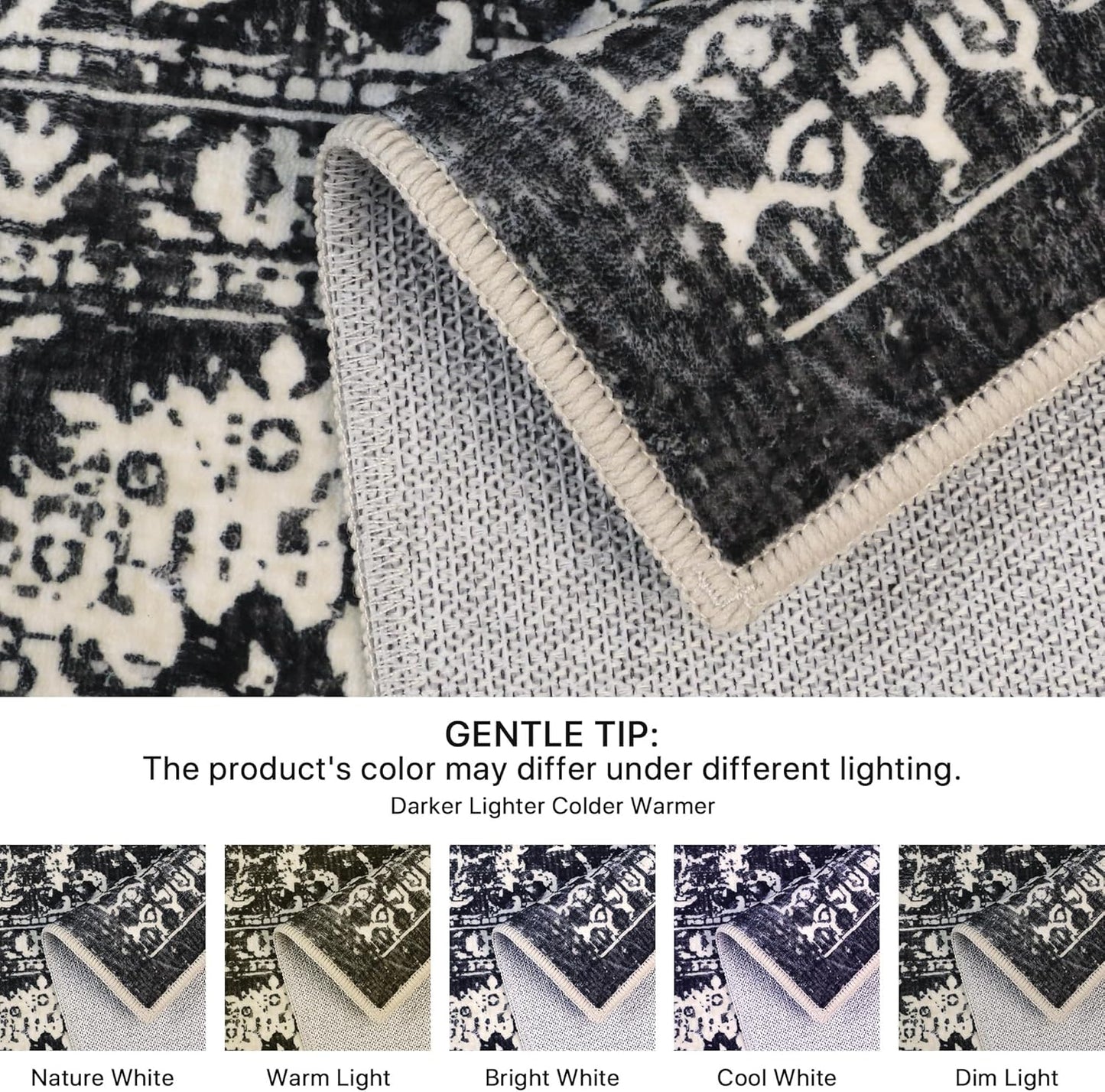 GENIMO Flourishing Floral Print Machine Washable Area Rug