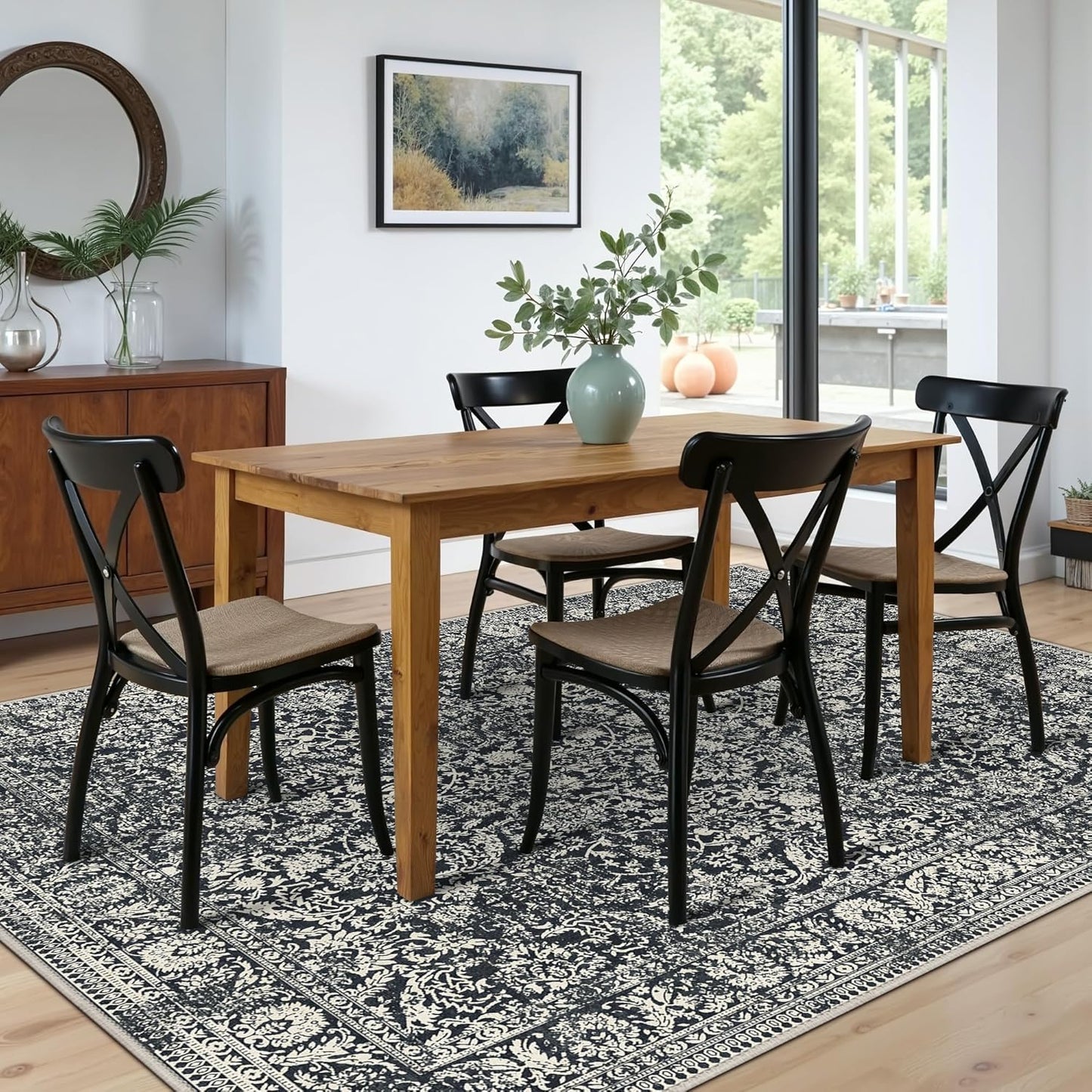 GENIMO Flourishing Floral Print Machine Washable Area Rug