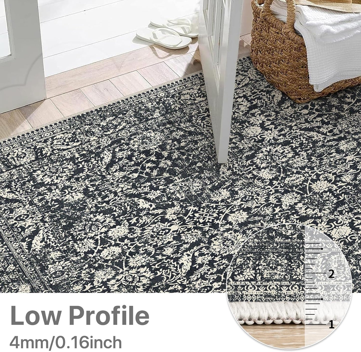 GENIMO Flourishing Floral Print Machine Washable Area Rug