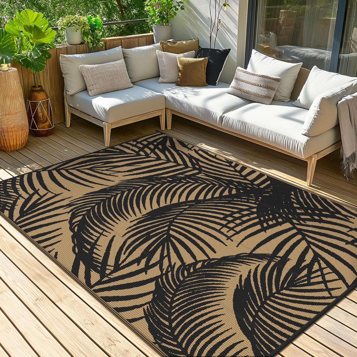 GENIMO Tree Shadow Print Double Sided Waterproof Outdoor Rug