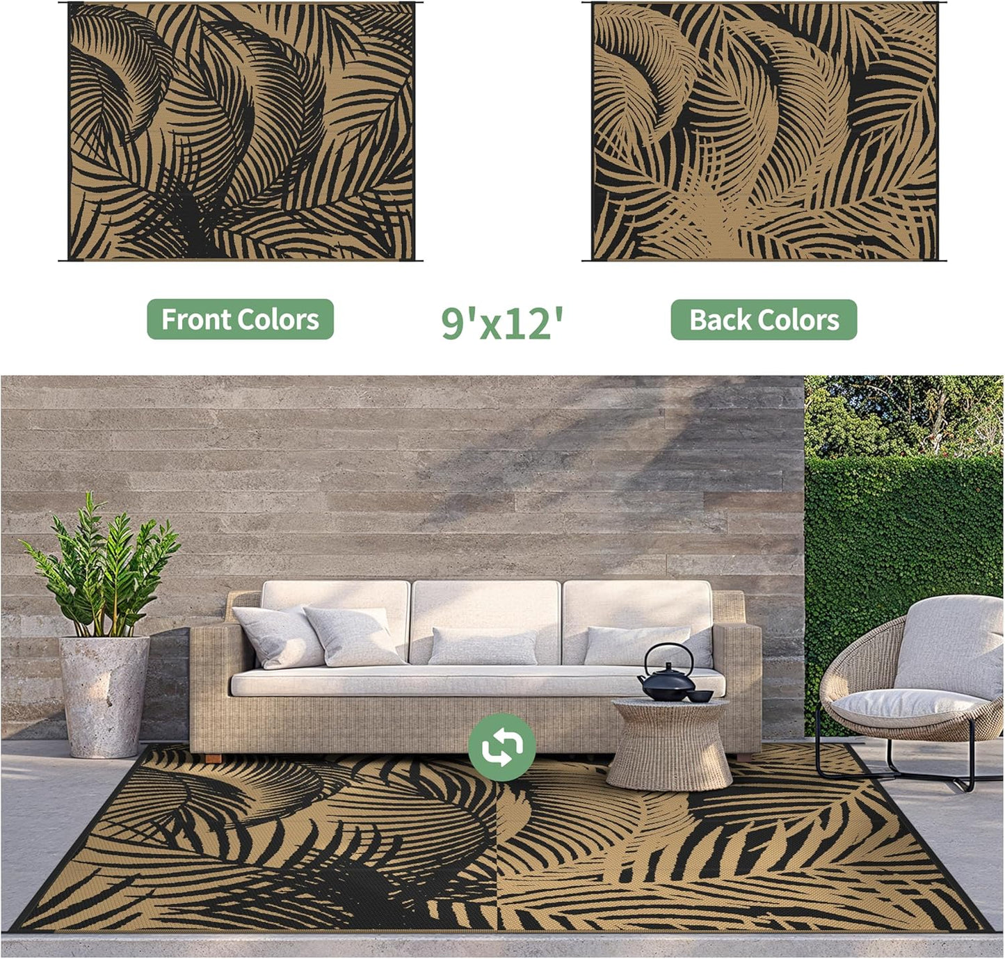 GENIMO Tree Shadow Print Double Sided Waterproof Outdoor Rug