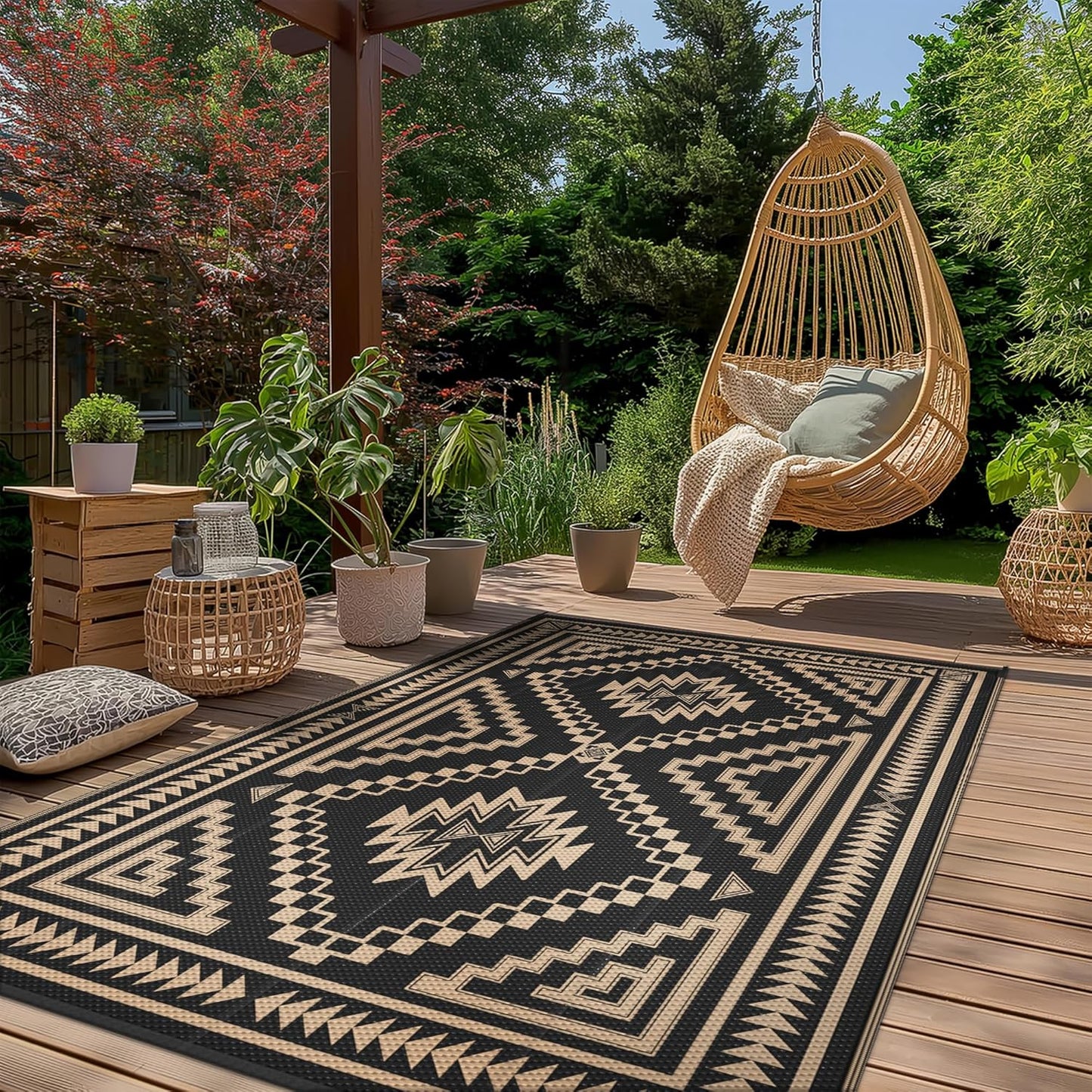 GENIMO Wave Diamond Geometric Waterproof Outdoor Rug