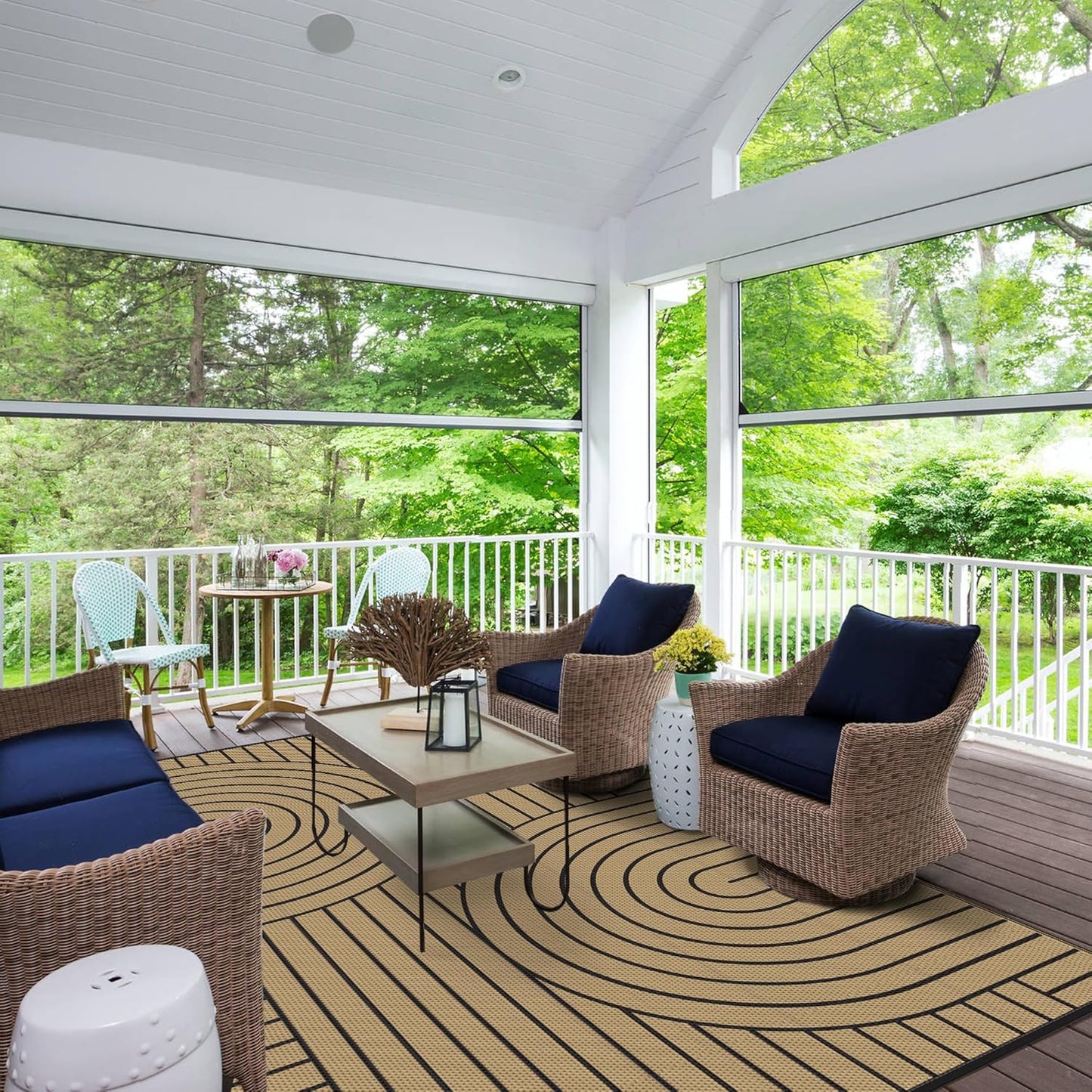 GENIMO Oval Stripe Double Sided Waterproof Outdoor Rug