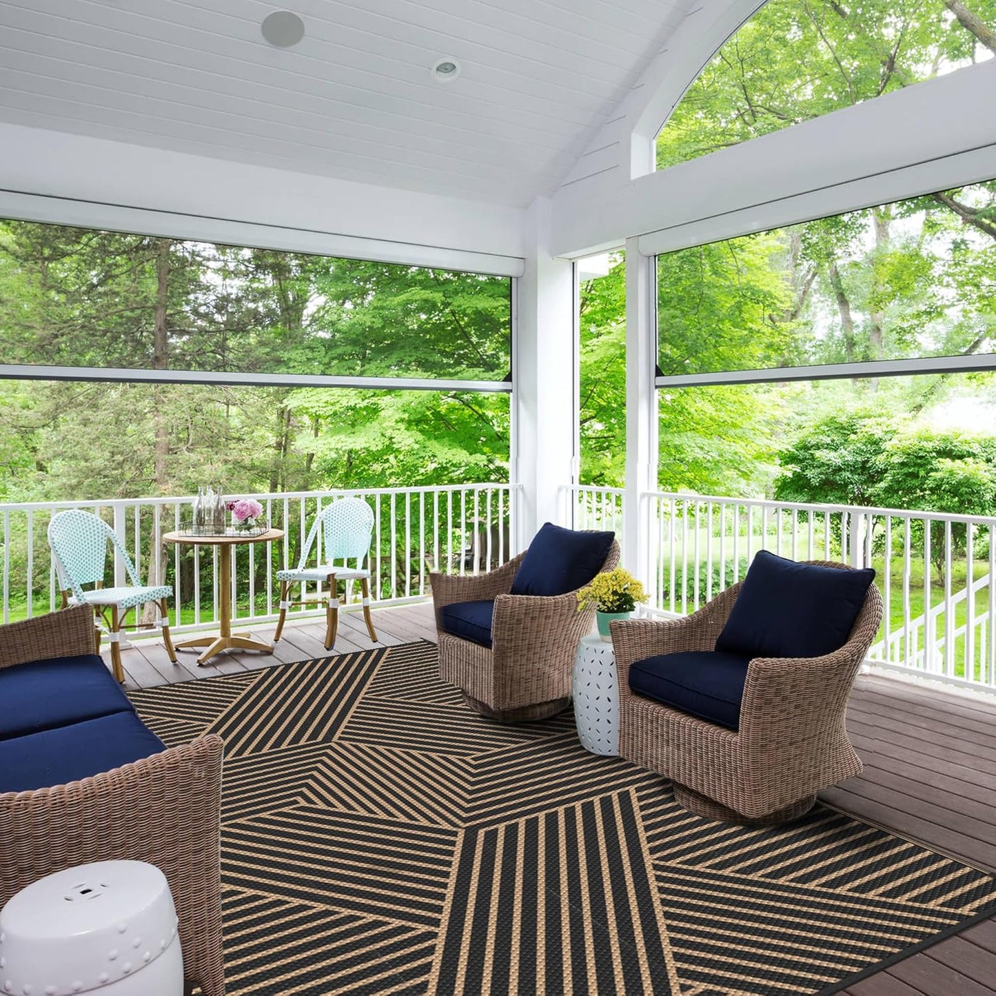 GENIMO Cross Stripe Design Waterproof Outdoor Rug