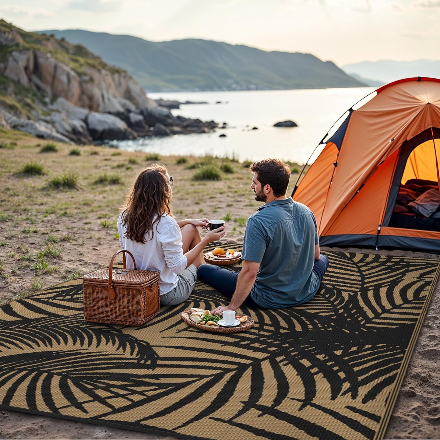 GENIMO Tree Shadow Print Double Sided Waterproof Outdoor Rug