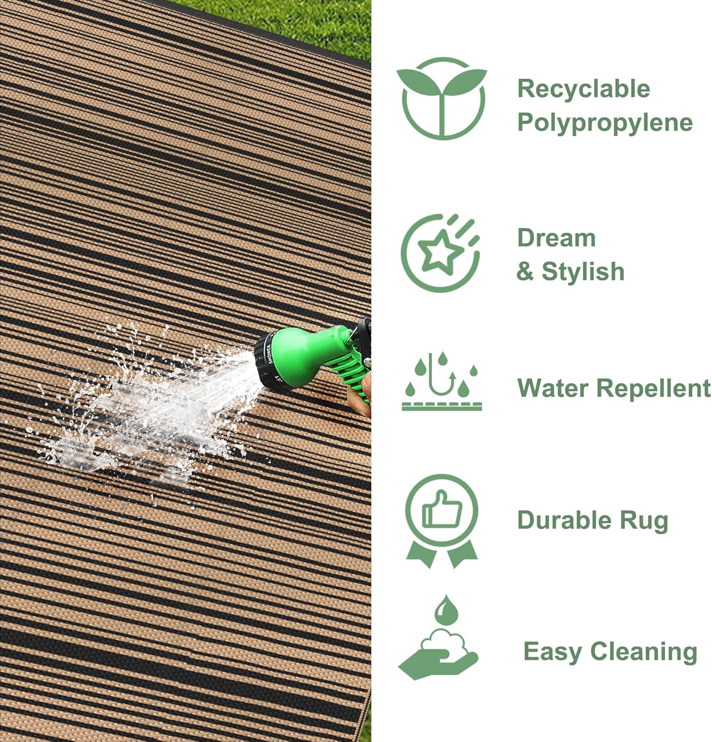 GENIMO Simple Striped Waterproof Outdoor Rug