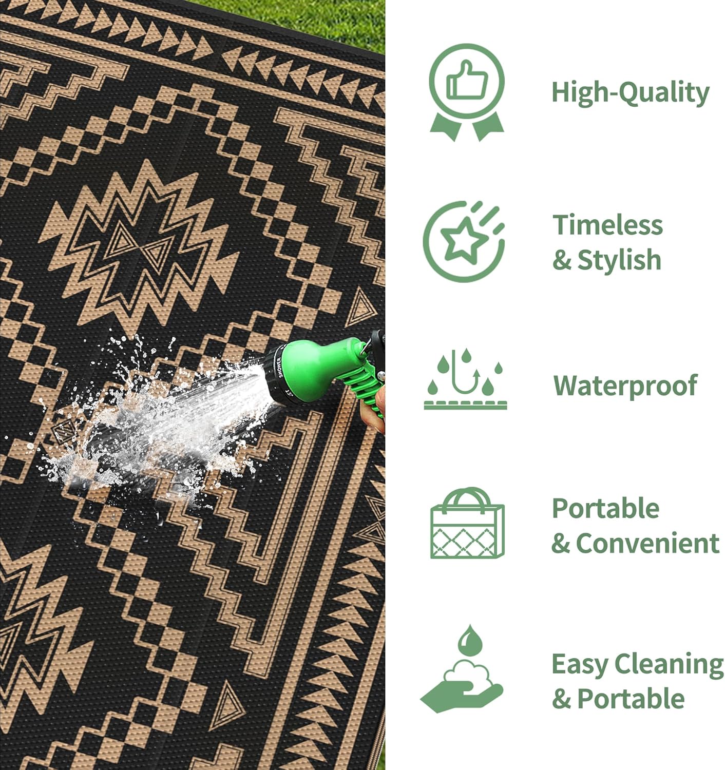 GENIMO Wave Diamond Geometric Waterproof Outdoor Rug