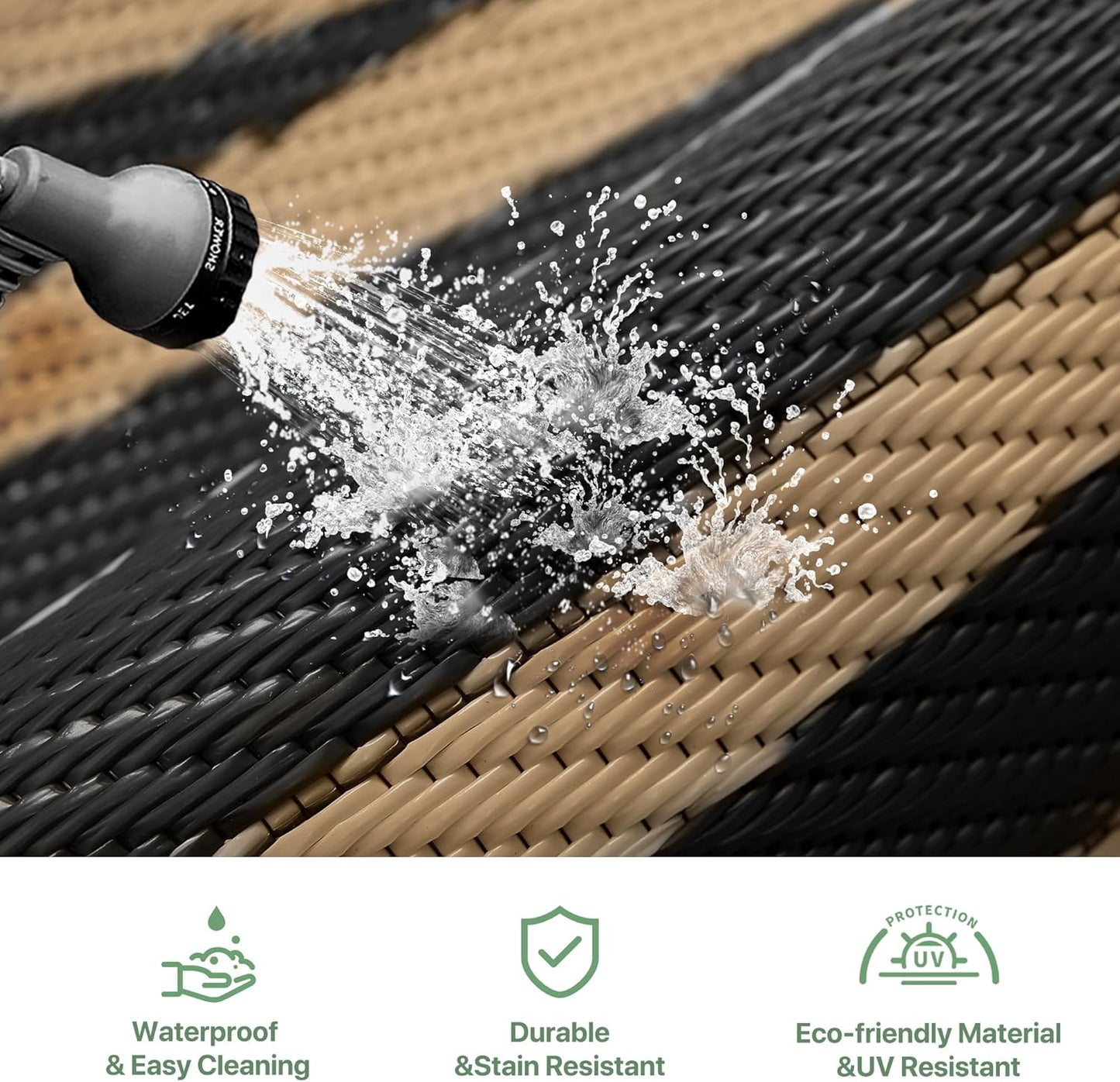 GENIMO Bohemian Style Waterproof Outdoor Rug Beige