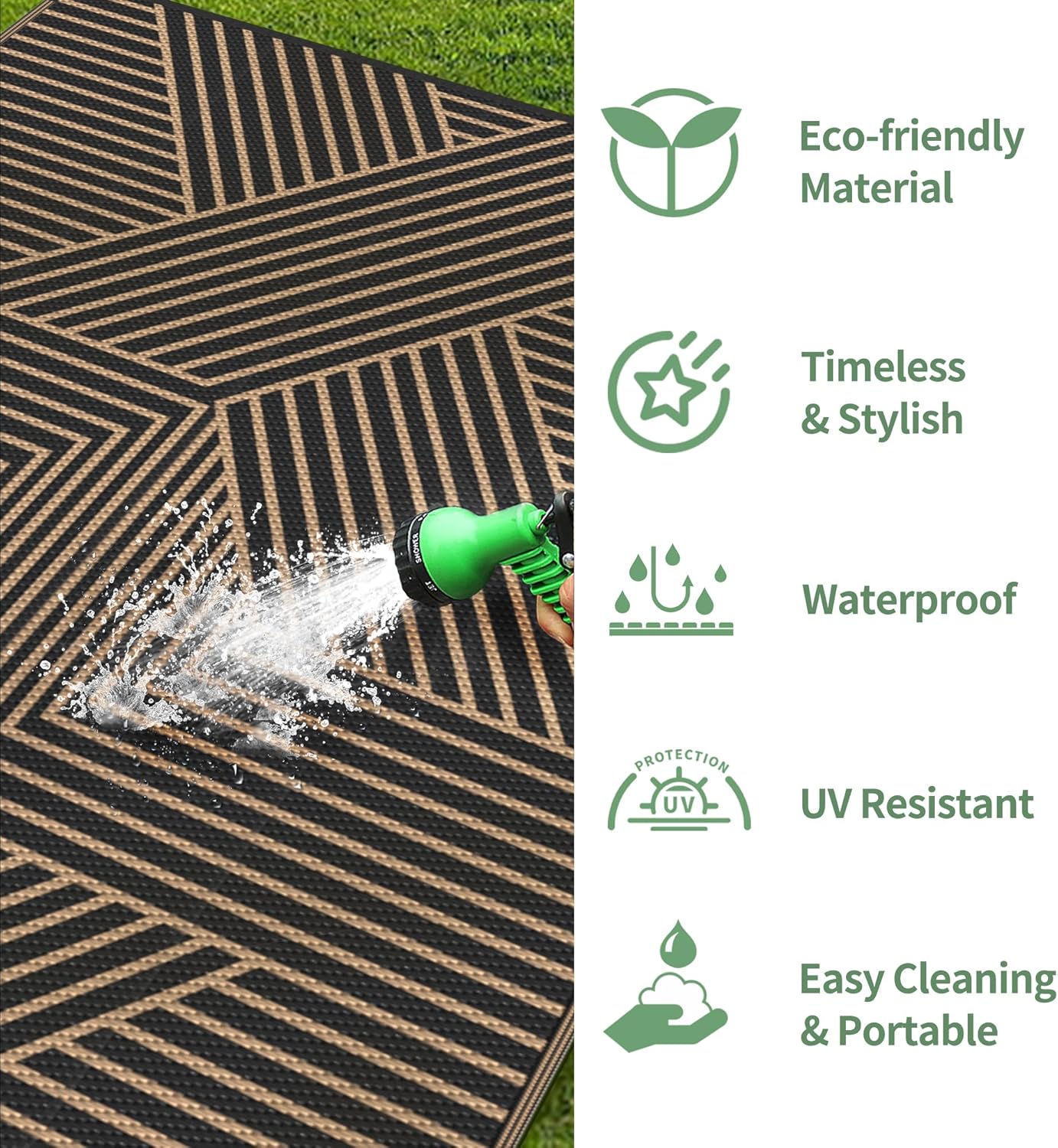 GENIMO Cross Stripe Design Waterproof Outdoor Rug