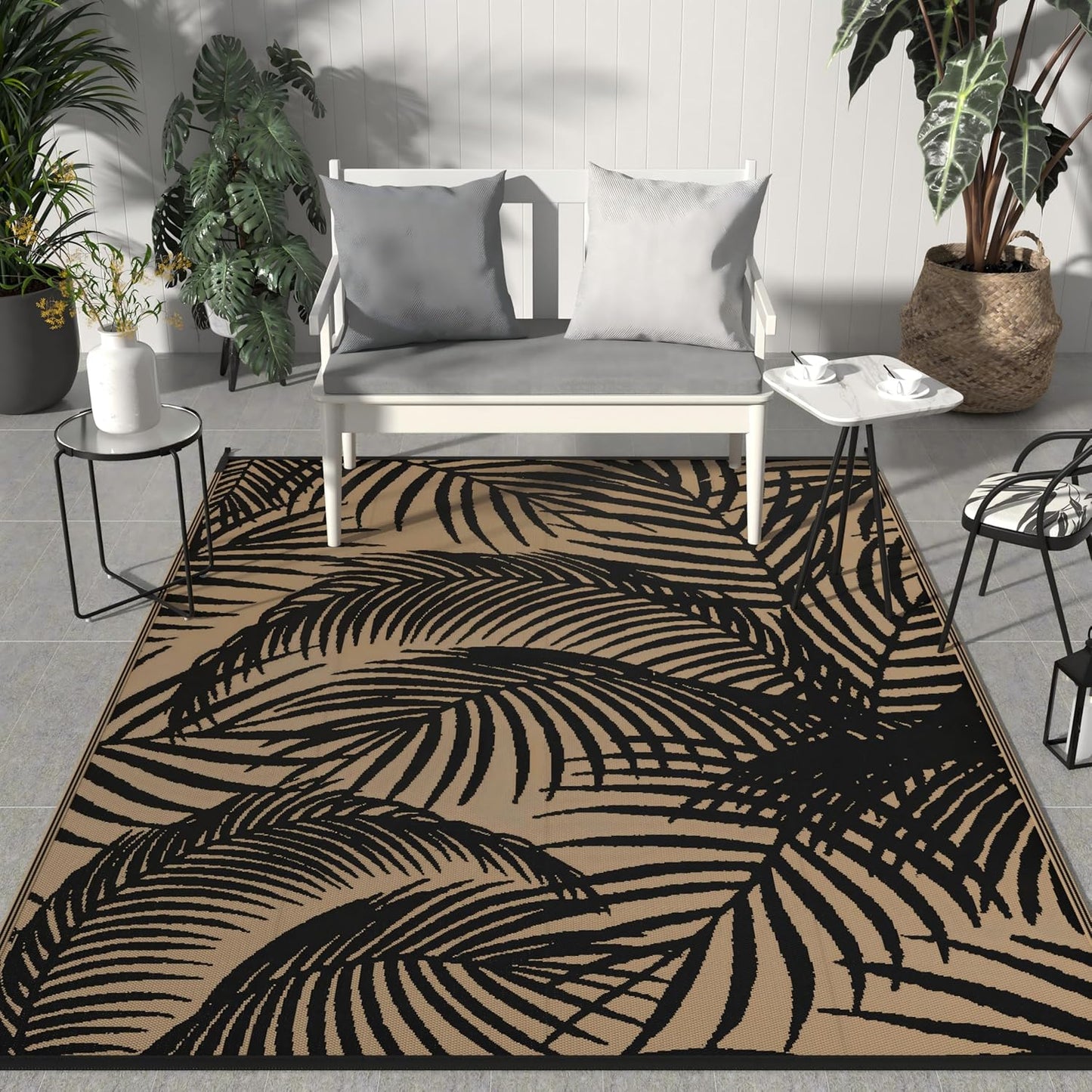 GENIMO Tree Shadow Print Double Sided Waterproof Outdoor Rug