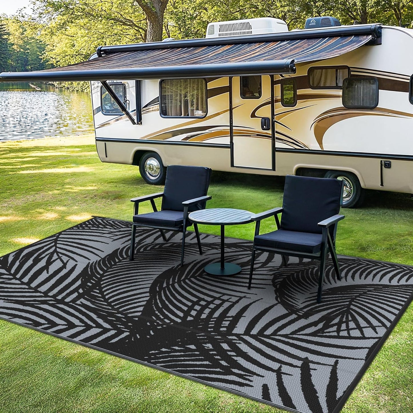 GENIMO Tree Shadow Print Double Sided Waterproof Outdoor Rug