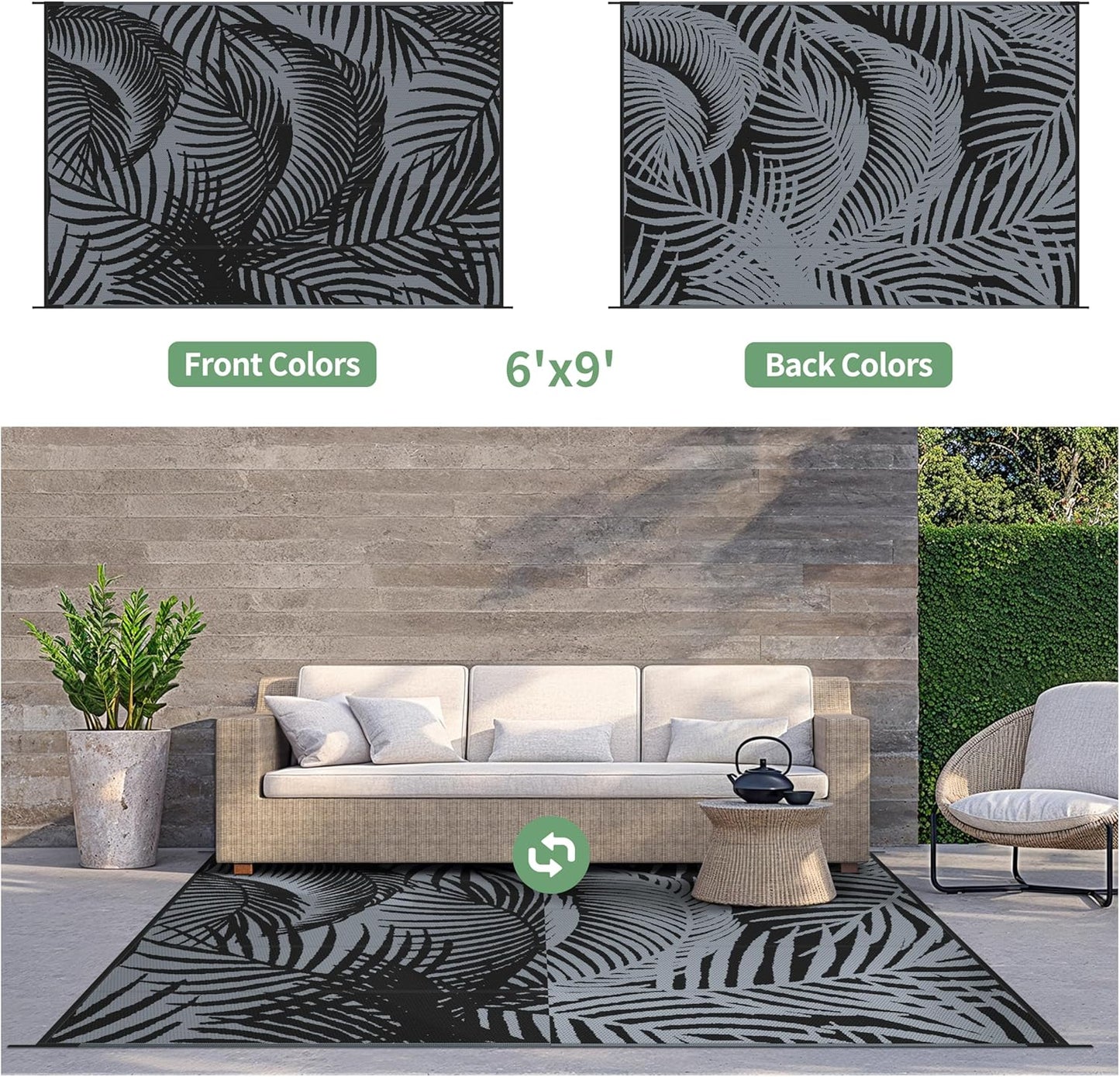 GENIMO Tree Shadow Print Double Sided Waterproof Outdoor Rug