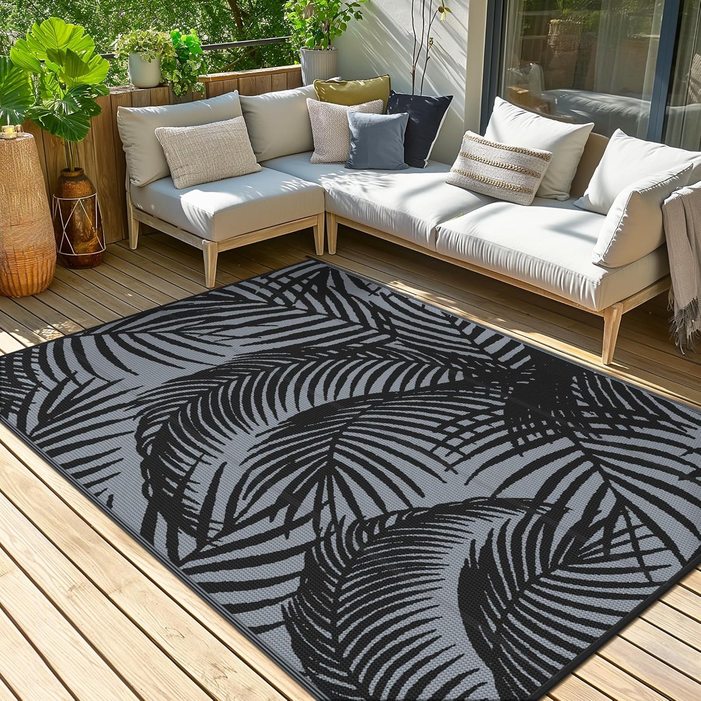 GENIMO Tree Shadow Print Double Sided Waterproof Outdoor Rug