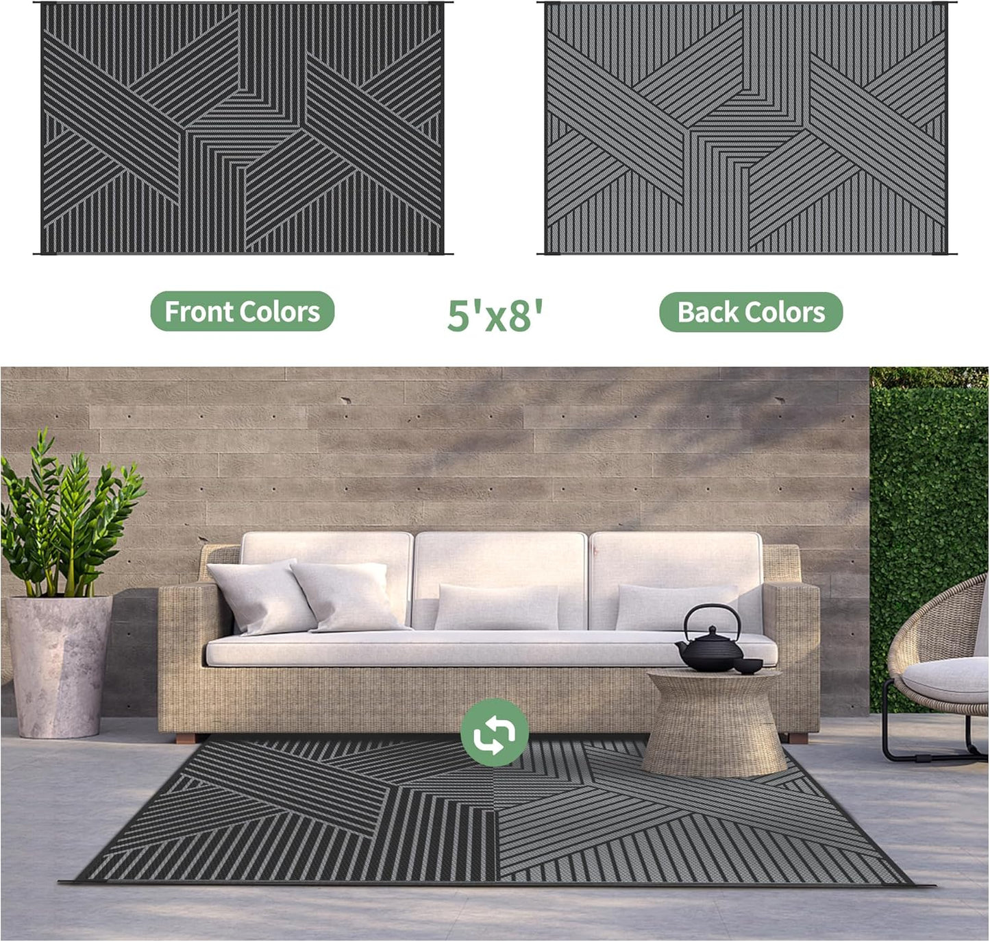 GENIMO Cross Stripe Design Waterproof Outdoor Rug