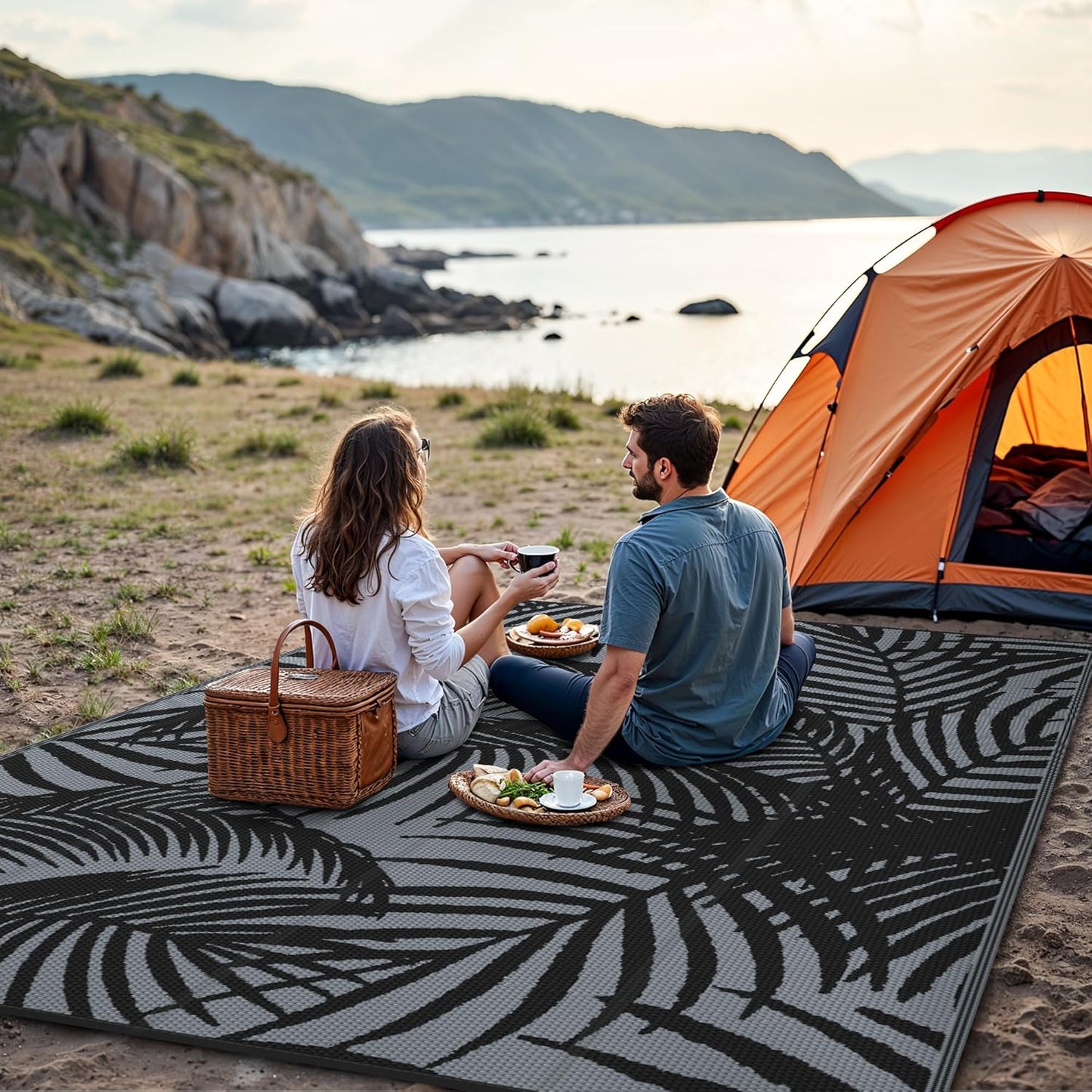 GENIMO Tree Shadow Print Double Sided Waterproof Outdoor Rug