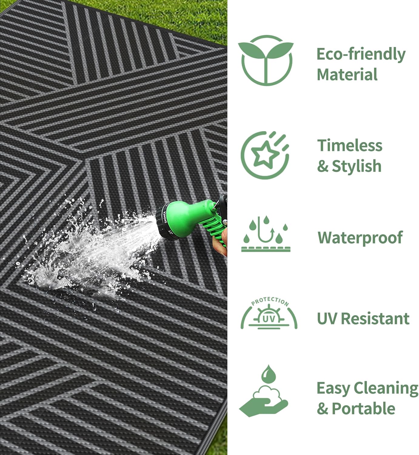 GENIMO Cross Stripe Design Waterproof Outdoor Rug