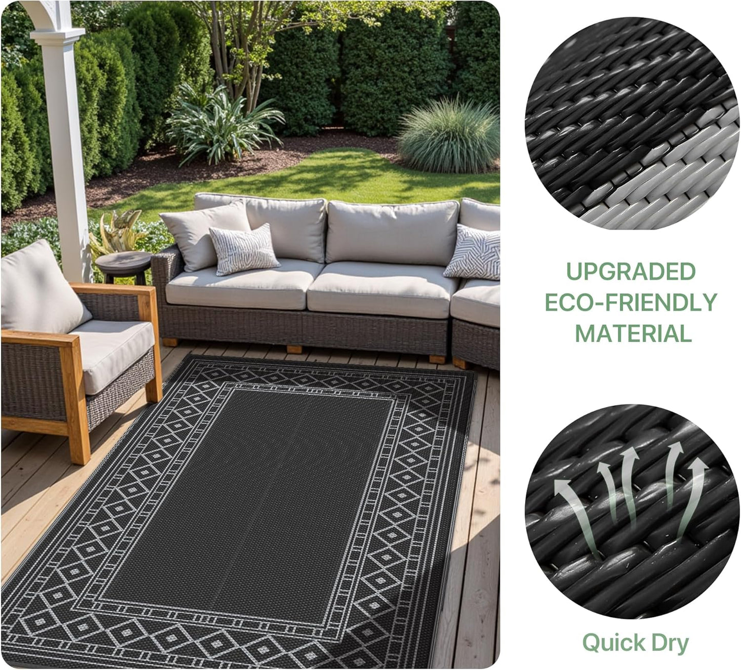 GENIMO Bohemian Style Waterproof Outdoor Rug Beige