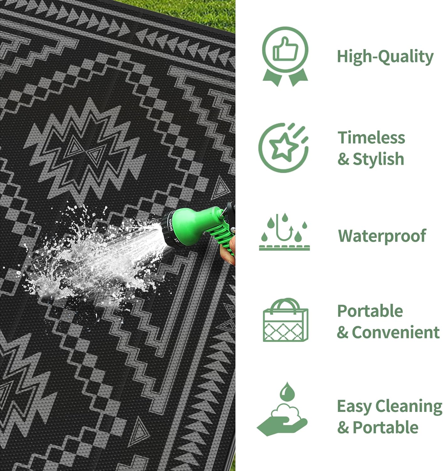 GENIMO Wave Diamond Geometric Waterproof Outdoor Rug