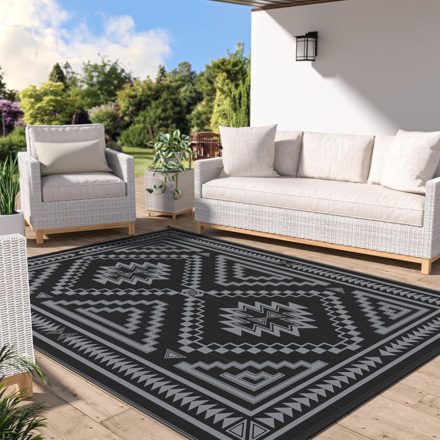 GENIMO Wave Diamond Geometric Waterproof Outdoor Rug