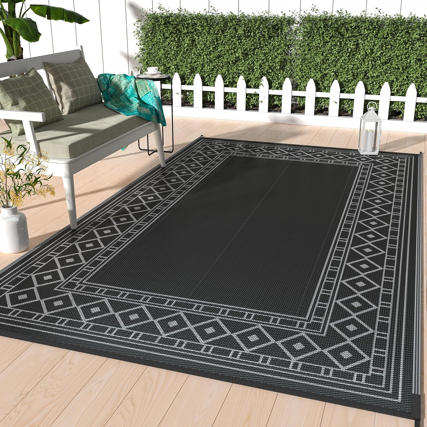 GENIMO Bohemian Style Waterproof Outdoor Rug Beige