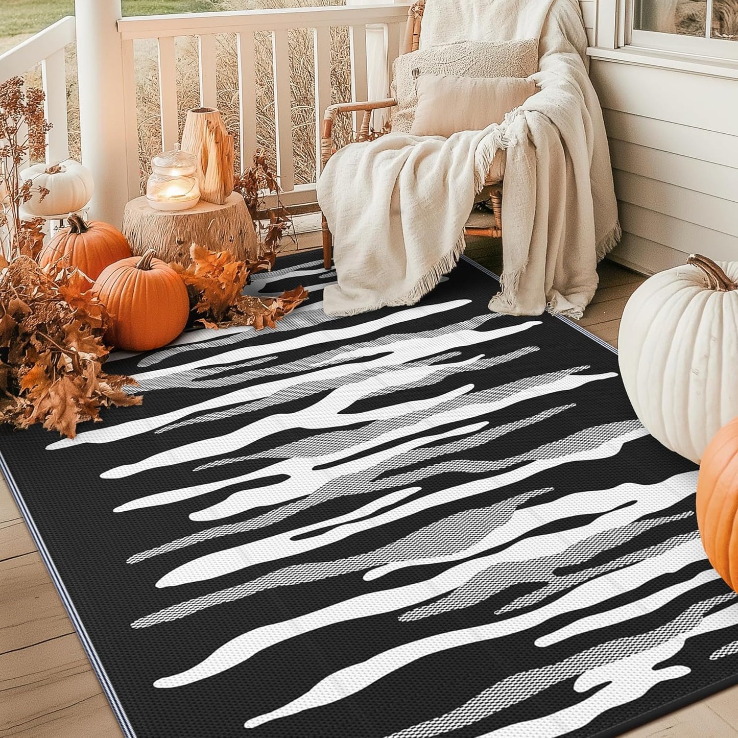 GENIMO Simple Abstract Stripe Printed Waterproof Outdoor Rug