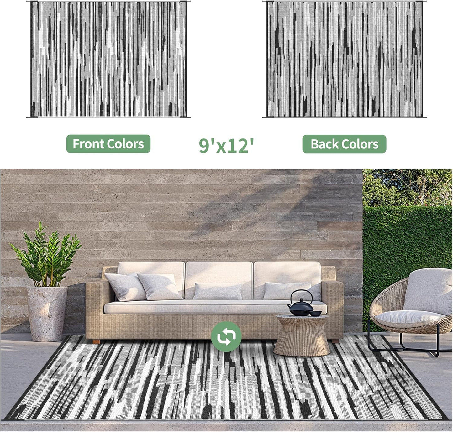 GENIMO Irregular Short Stripe Printed Waterproof Outdoor Rug