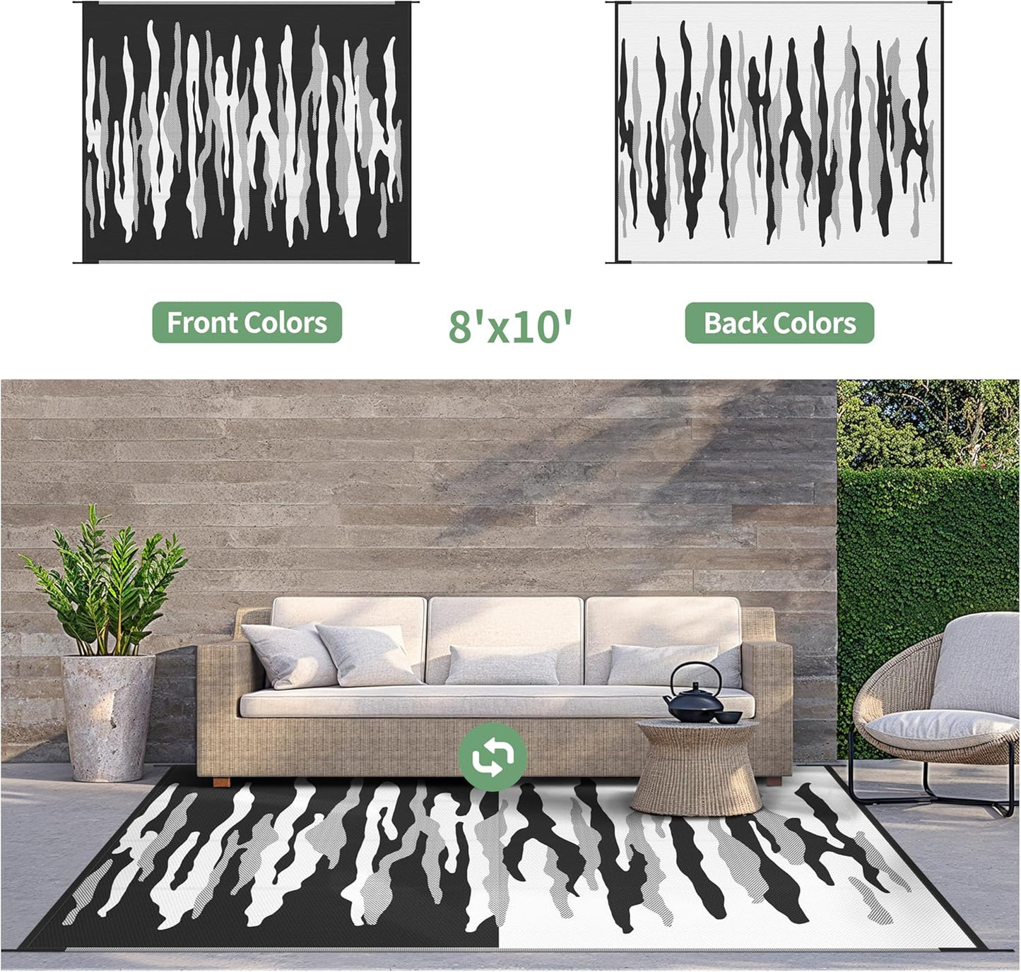 GENIMO Simple Abstract Stripe Printed Waterproof Outdoor Rug