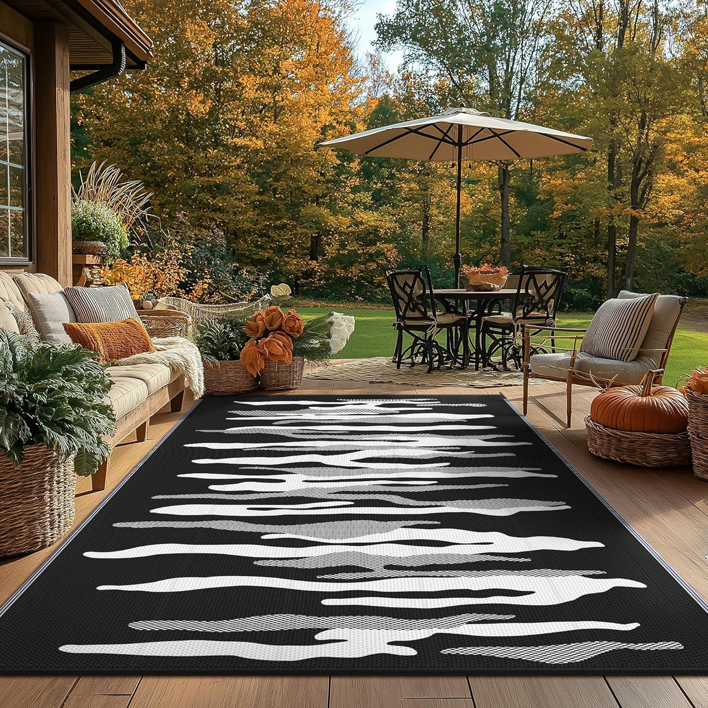 GENIMO Simple Abstract Stripe Printed Waterproof Outdoor Rug