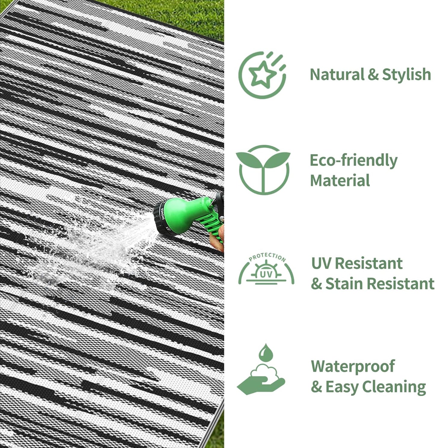 GENIMO Irregular Short Stripe Printed Waterproof Outdoor Rug