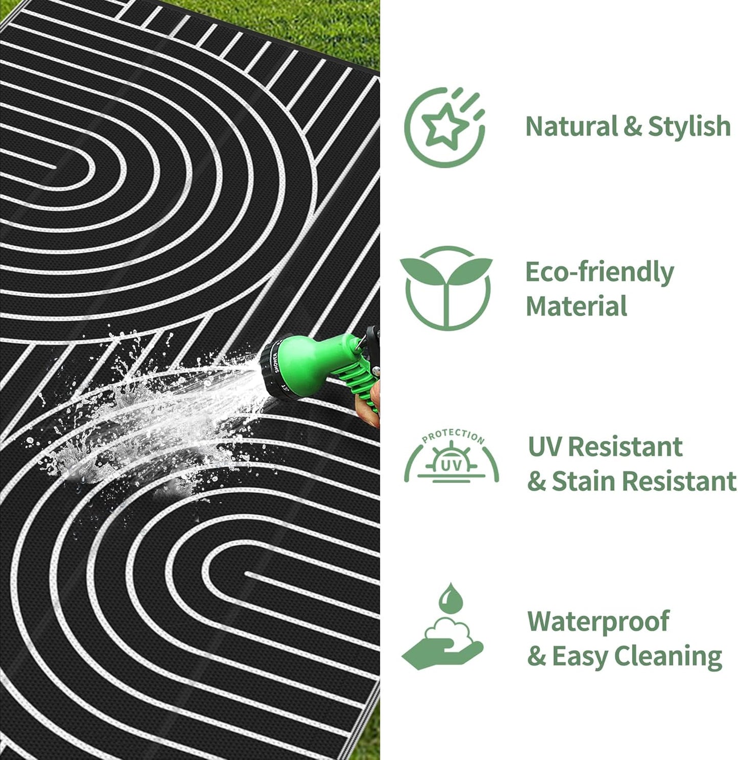 GENIMO Oval Stripe Double Sided Waterproof Outdoor Rug