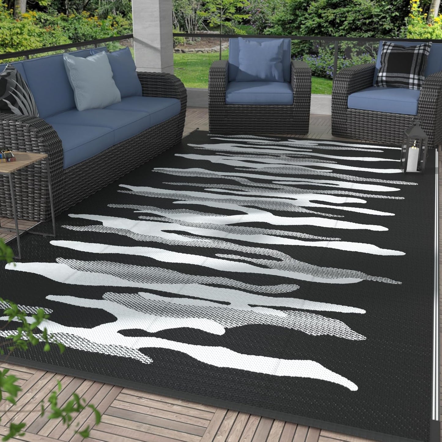 GENIMO Simple Abstract Stripe Printed Waterproof Outdoor Rug