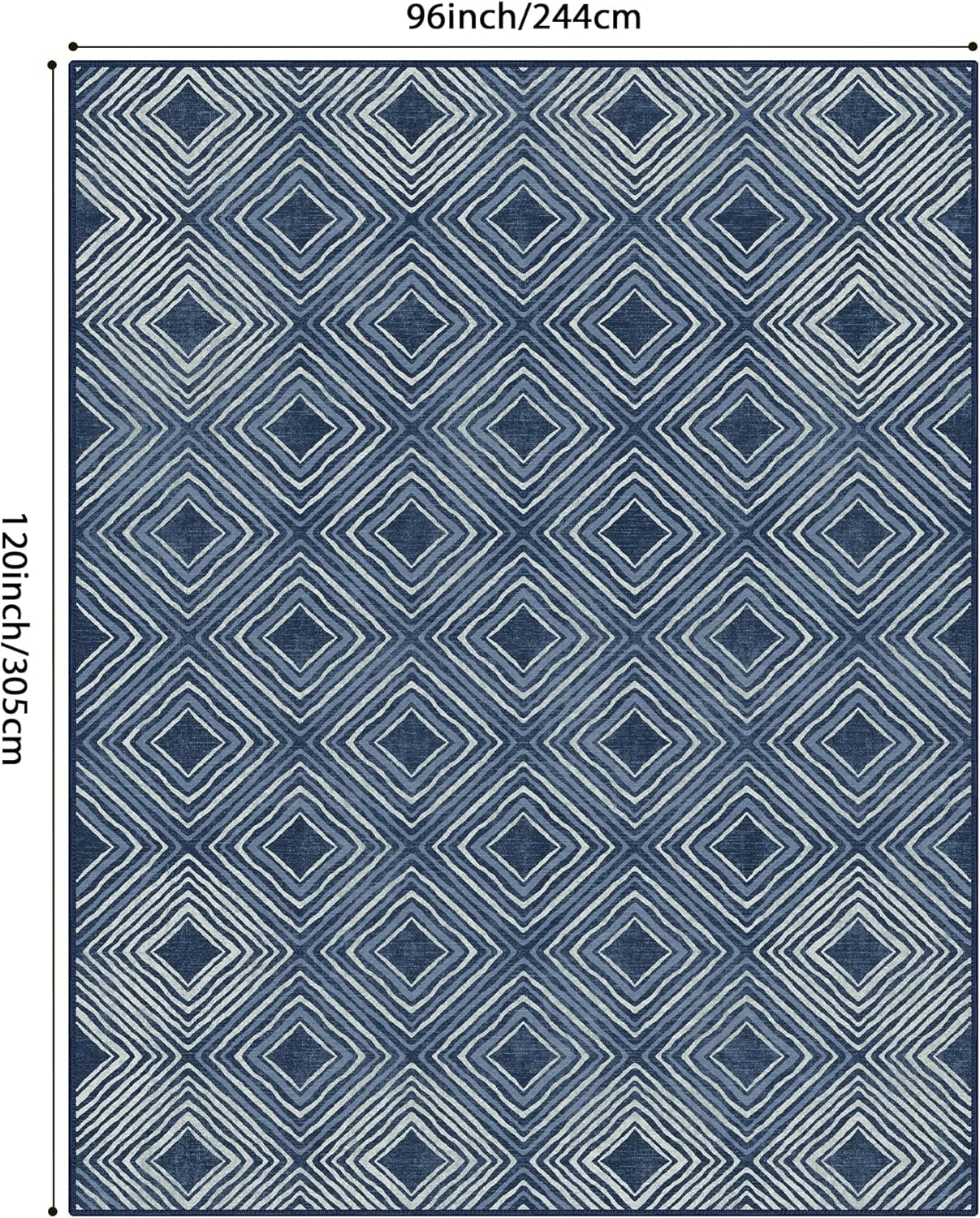 GENIMO Modern Geometric Checkered Machine Washable Non Slip Area Rug
