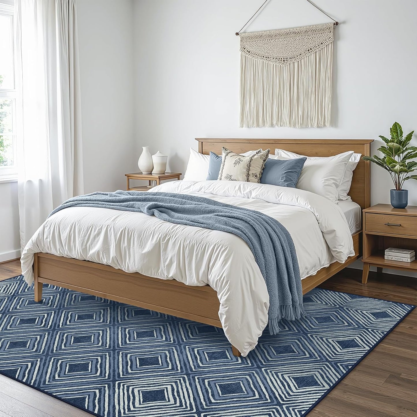 GENIMO Modern Geometric Checkered Machine Washable Non Slip Area Rug