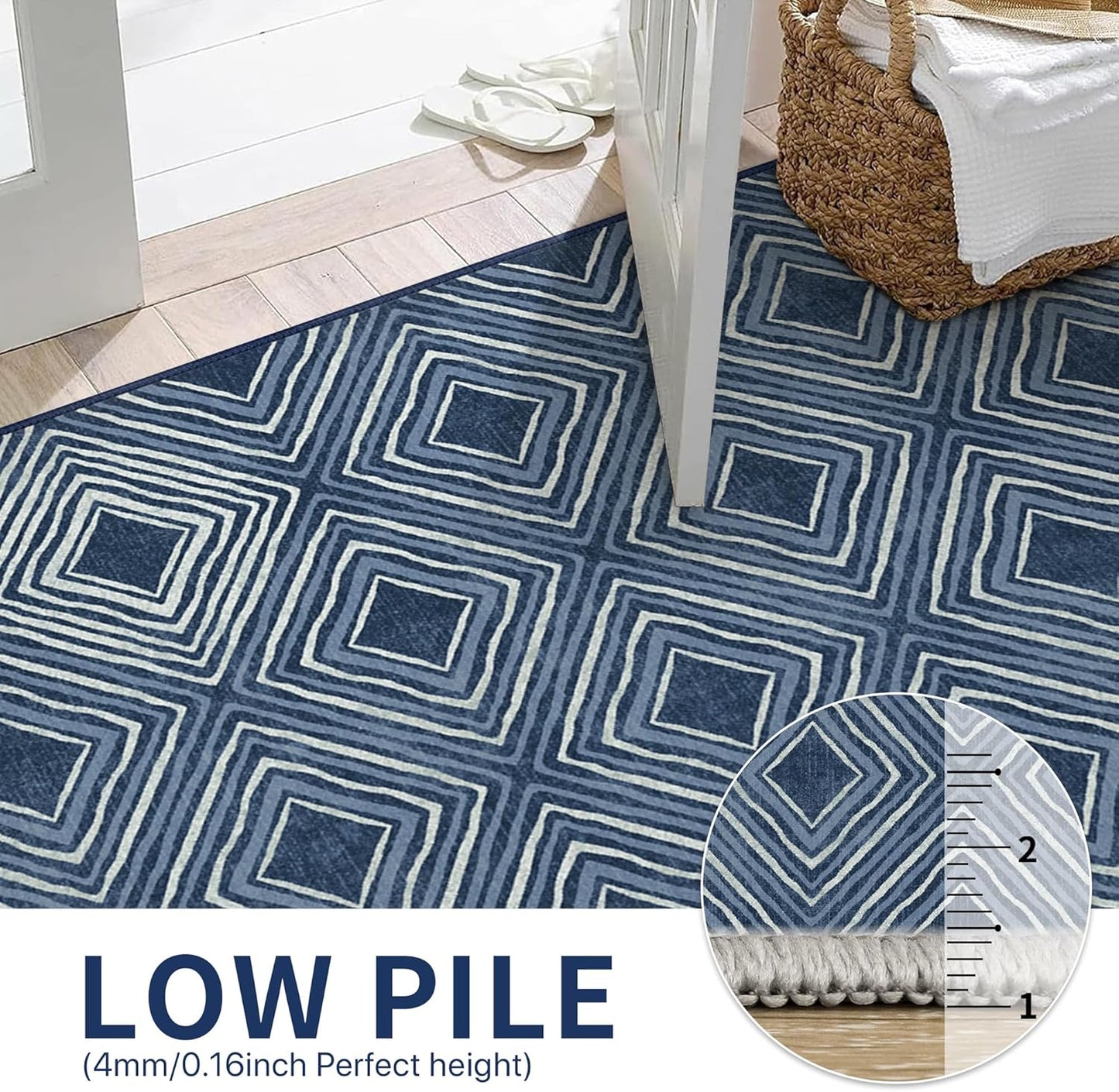 GENIMO Modern Geometric Checkered Machine Washable Non Slip Area Rug