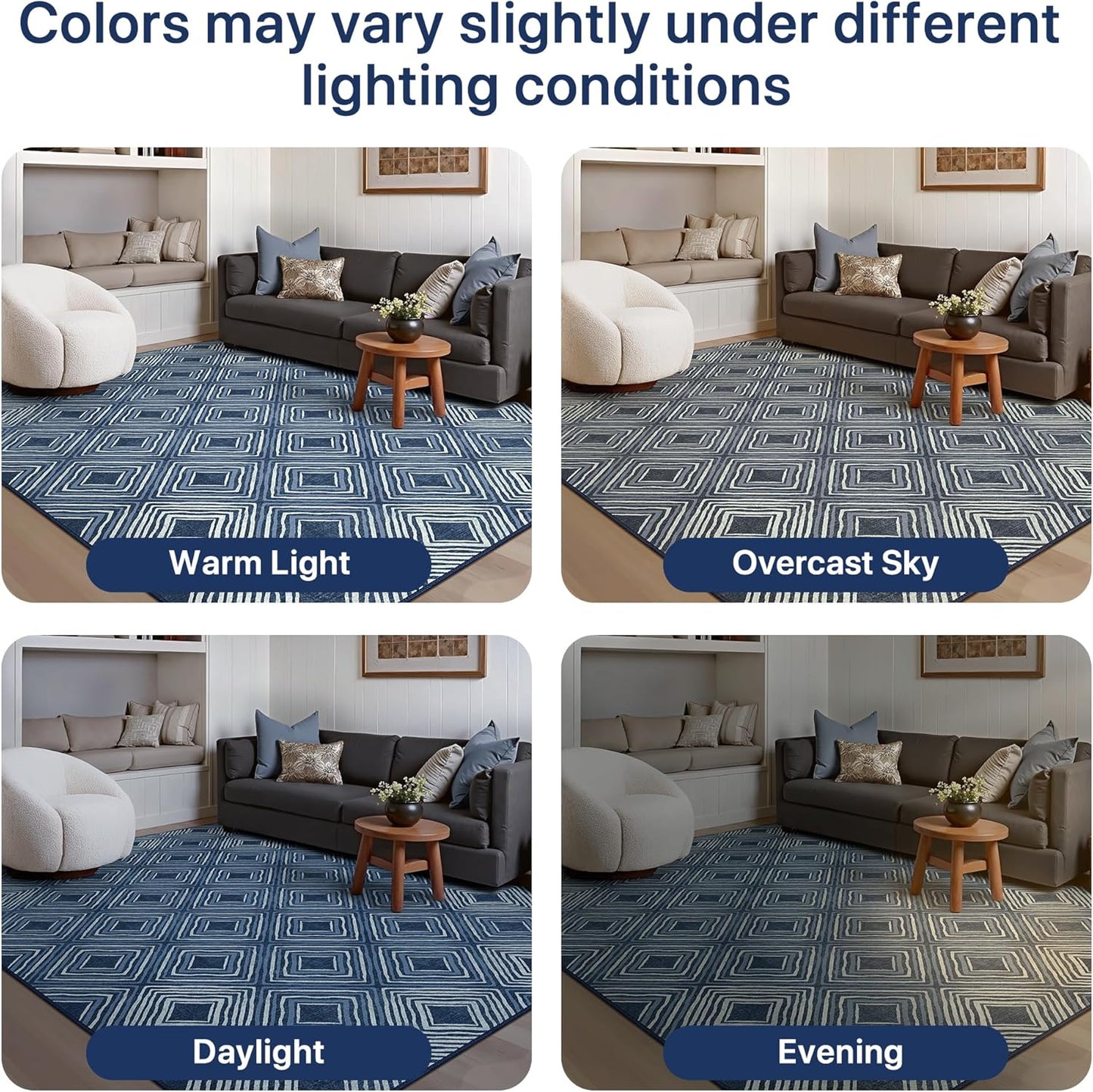 GENIMO Modern Geometric Checkered Machine Washable Non Slip Area Rug