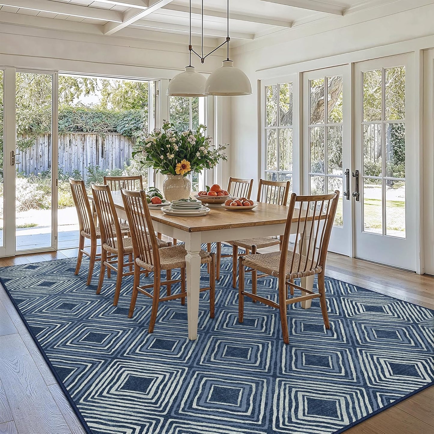GENIMO Modern Geometric Checkered Machine Washable Non Slip Area Rug