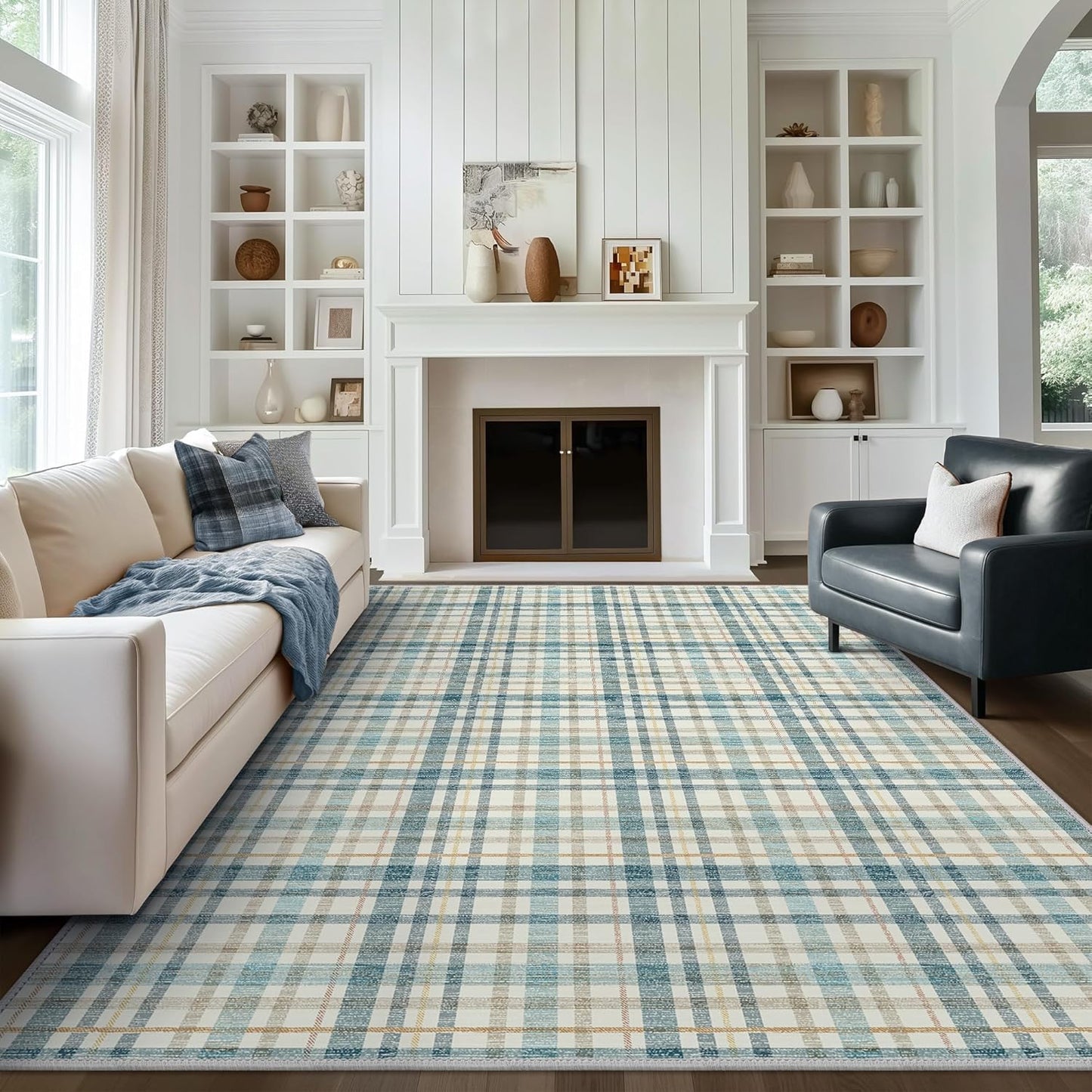 GENIMO Classic Plaid Print Machine Washable Non-Slip