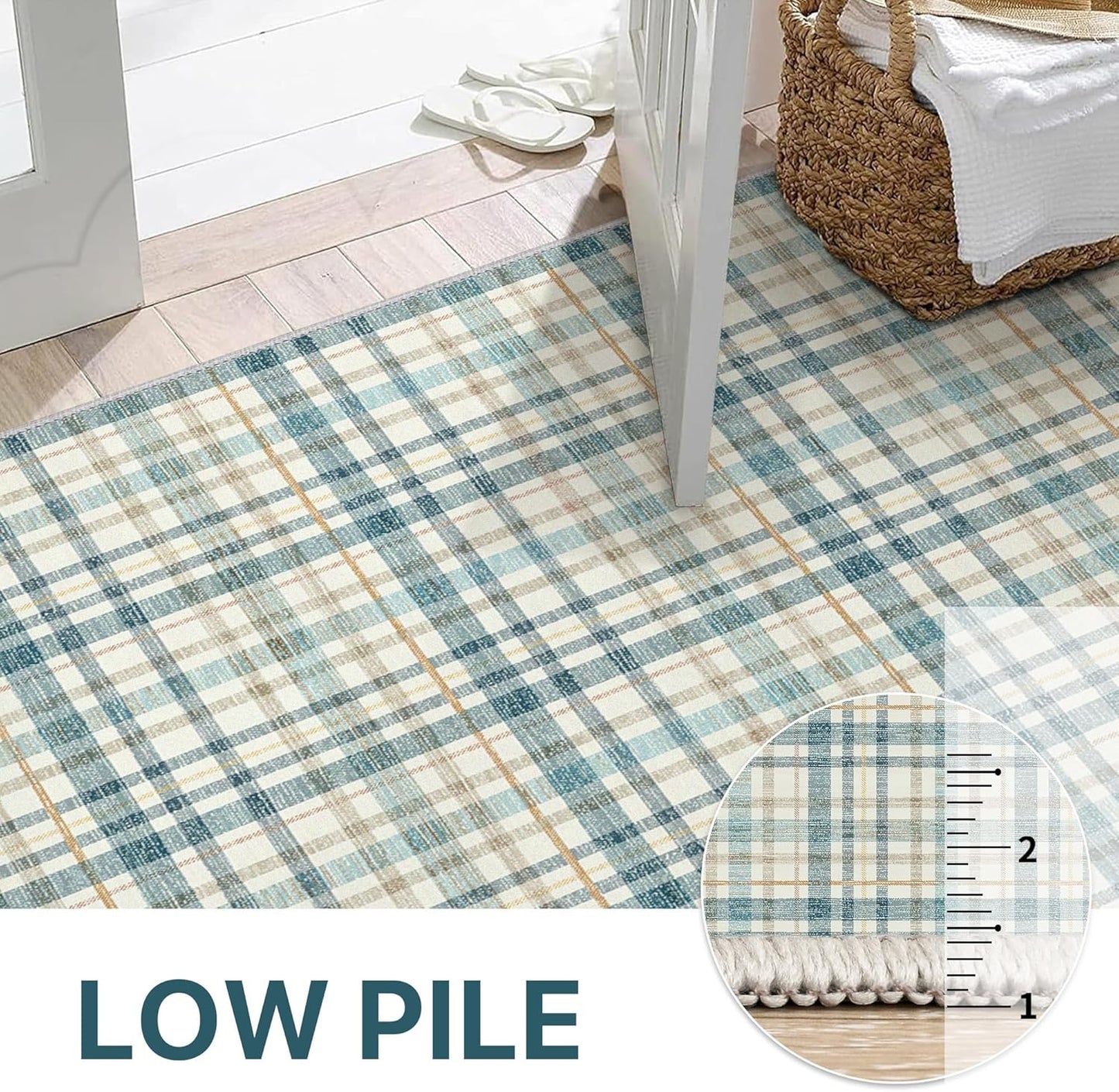 GENIMO Classic Plaid Print Machine Washable Non-Slip