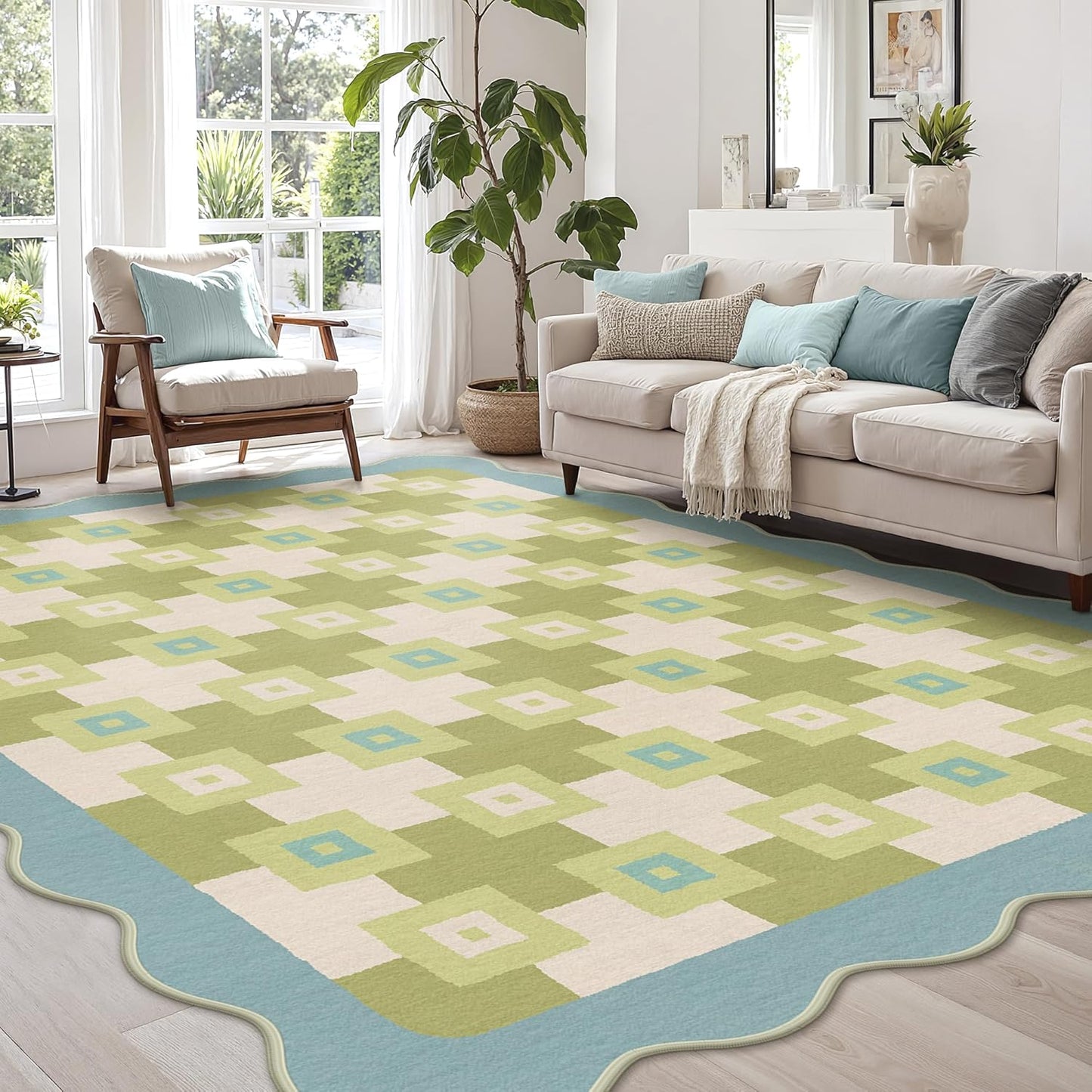 GENIMO Modern Geometric Decorative Irregular Area Rug