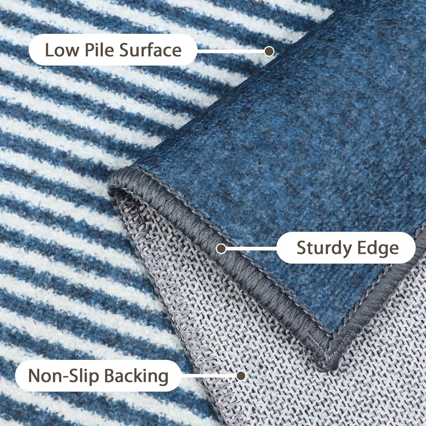 GENIMO Modern Minimalist Oval Line Printed Non-Slip Area Rug