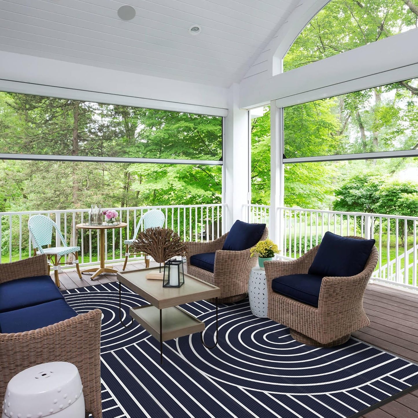 GENIMO Oval Stripe Double Sided Waterproof Outdoor Rug
